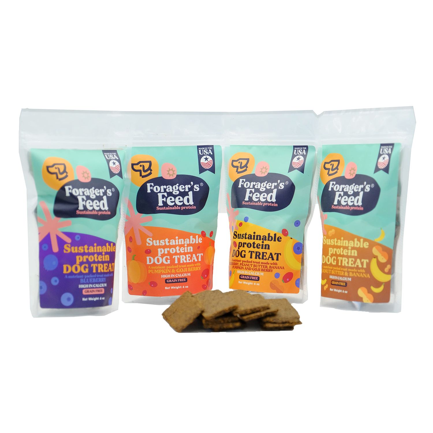 Foragers Feed Sustainable Insect Protein Dog Treat for Canine Health, Pumpkin and Goji Berry Flavor, 6 Oz. Resealable Bag