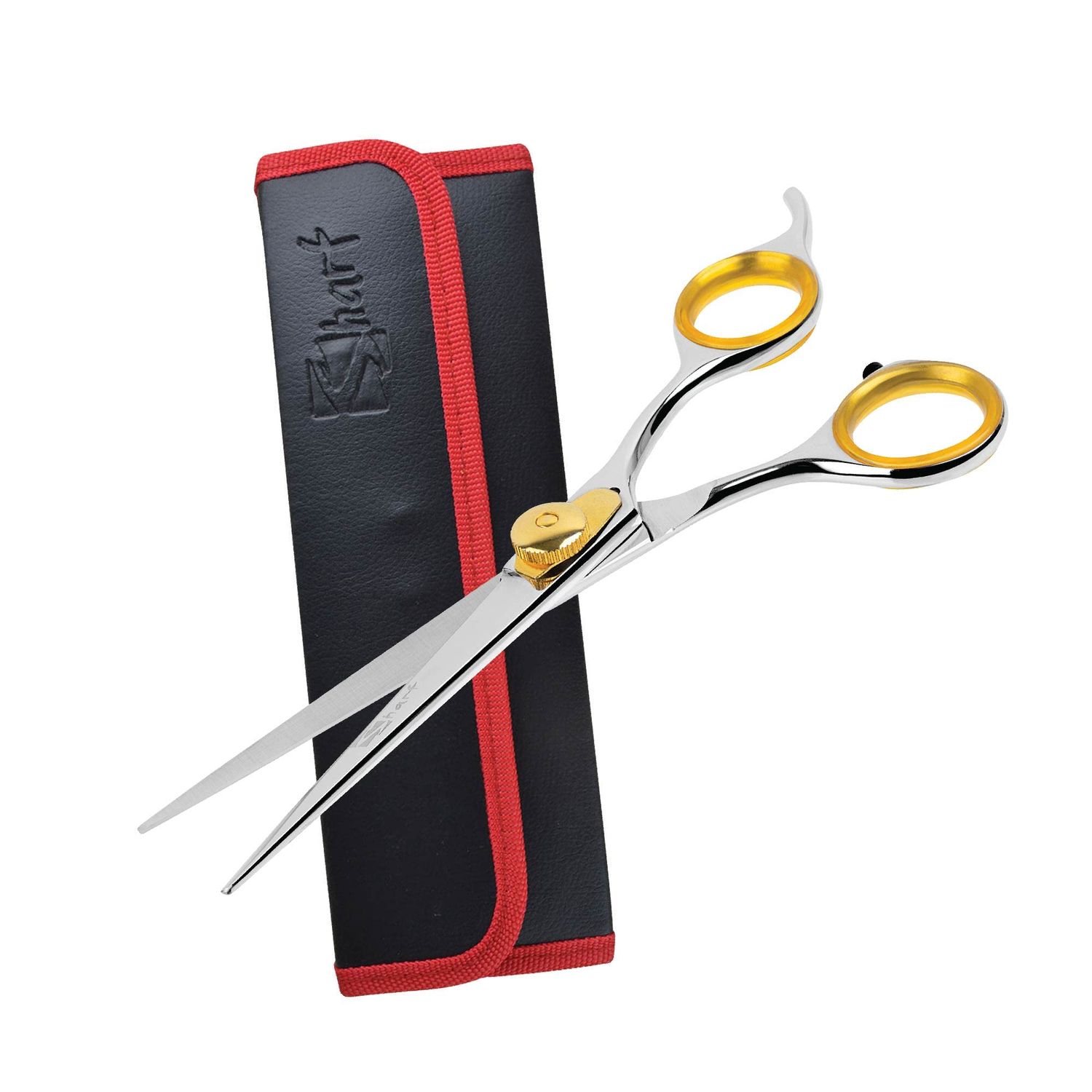 Sharf Gold Touch Pet Grooming Shear | Straight Cat & Dog Grooming Scissors | 6.5 Inch | 440c Japanese Stainless Steel Pet Dog Shearing Scissors | Animal Shears with Removable Comfort Rings
