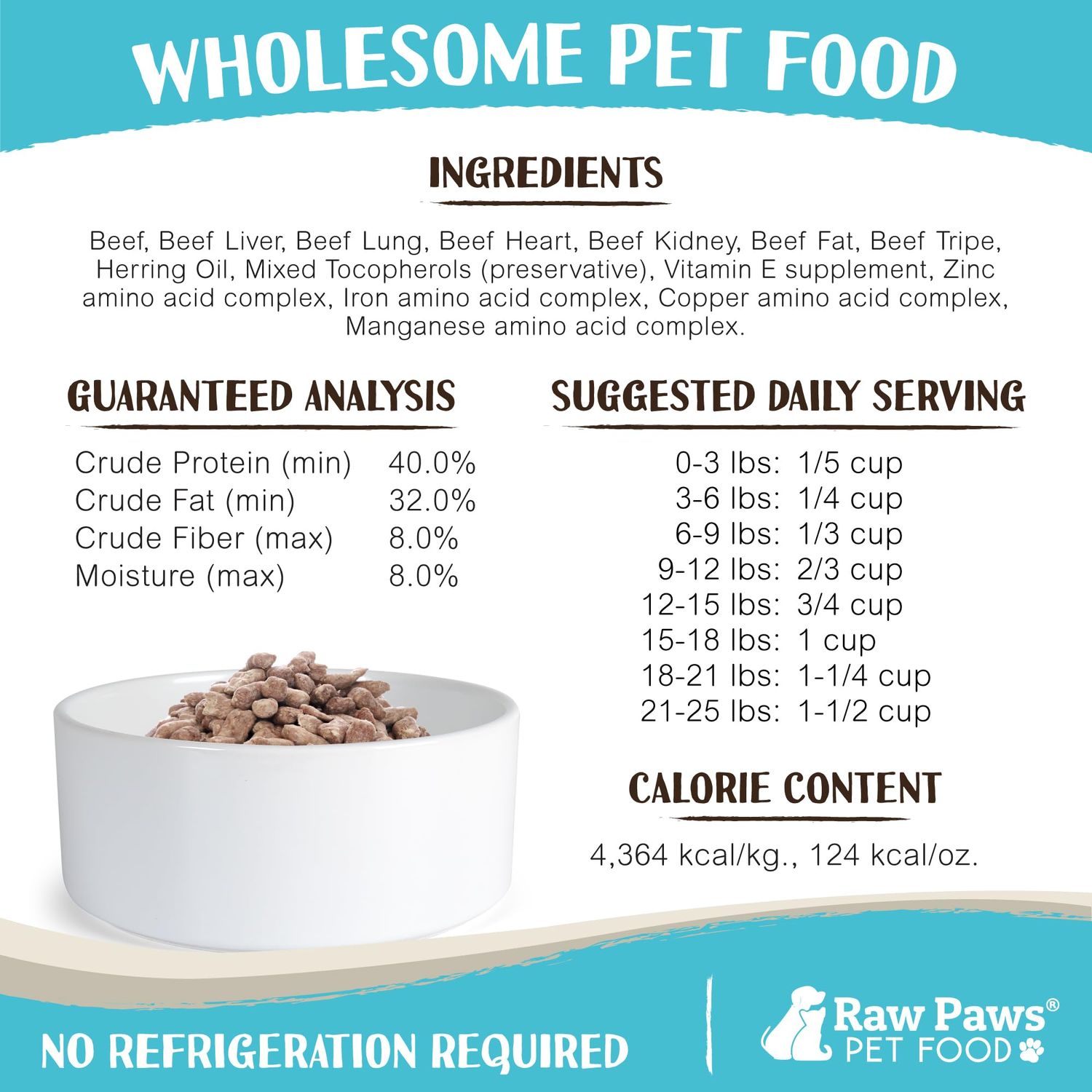 Raw Paws Freeze Dried Dog Food & Cat Food - Beef Recipe, 16-oz - Made in USA - Freeze-Dried Dog Food - Freeze Dried Raw Dog Food - Raw Dog Food Freeze Dried - Raw Food for Dogs - Freeze Dried Cat Food
