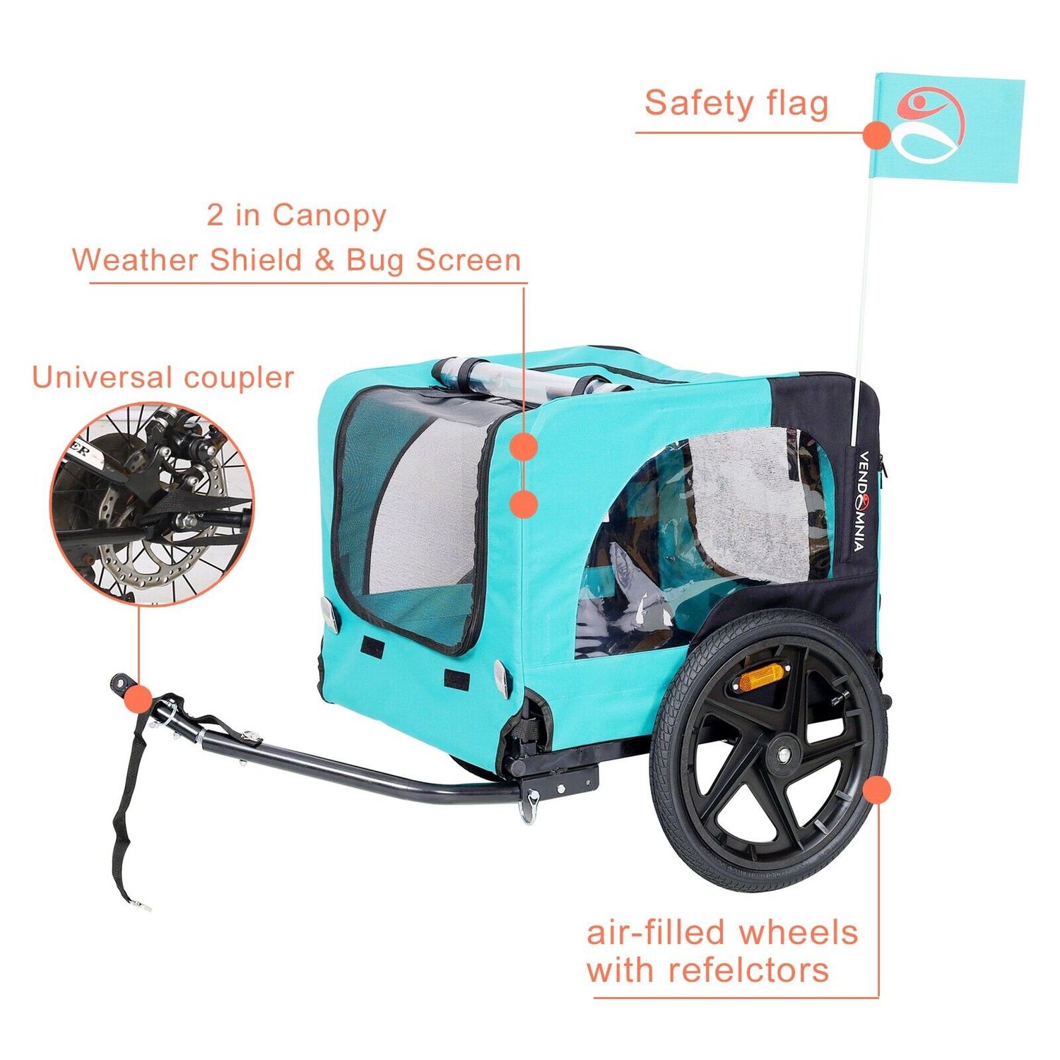 Light Blue Foldable Pet Jogging Stroller Dog Carriers Bicycle Trailer