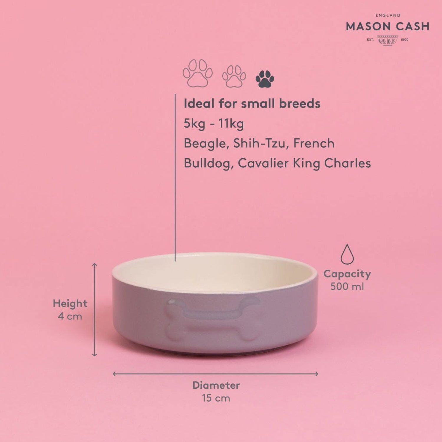Mason Cash Color Mix Dog Bowl 5.9" | Grey