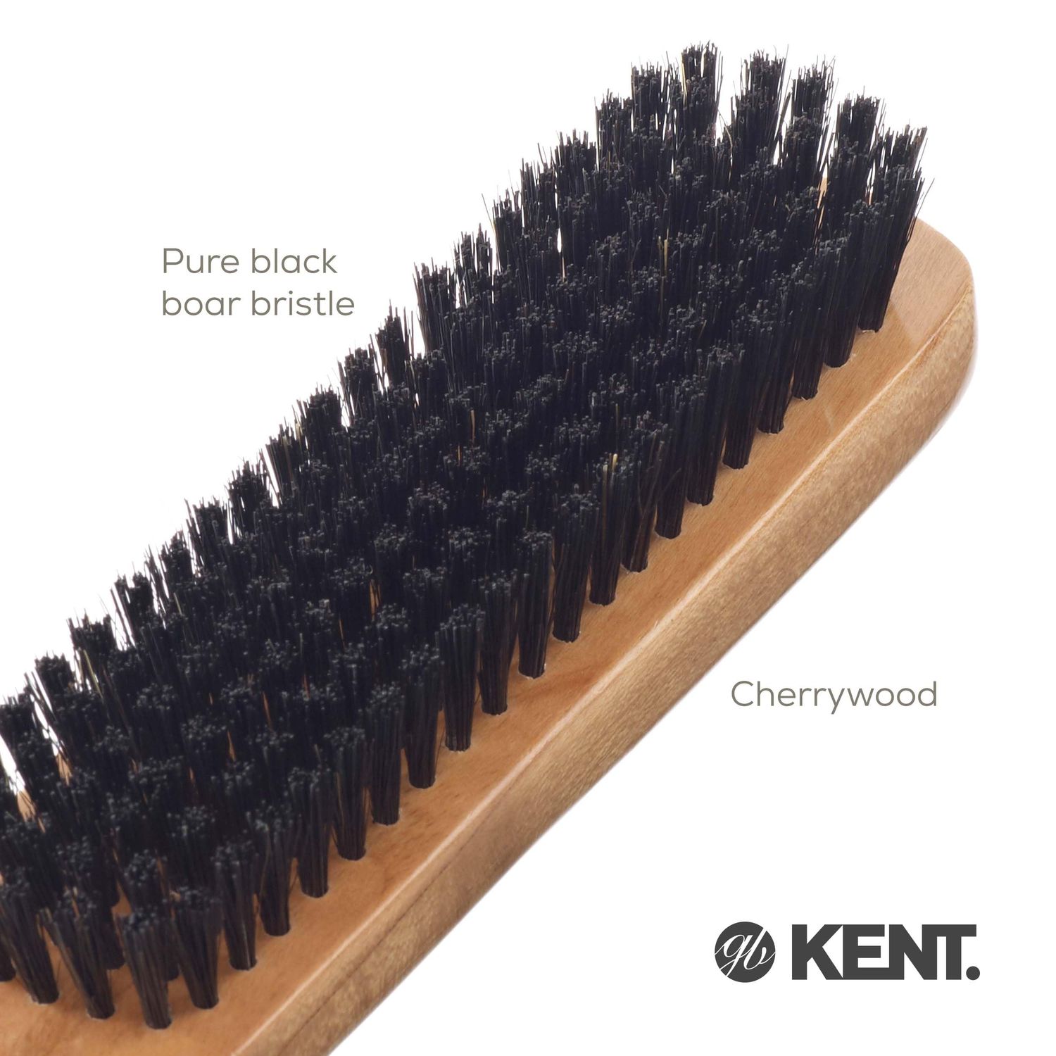Kent CC20 Double-Sided Clothes Brush Boar Bristles Lint Remover. Firm for Dust and Dirt, Soft for Gentle Brushing for Keeping Fabrics Free from Fibres, Fluff and Pet Hair. Cherrywood. Made in England