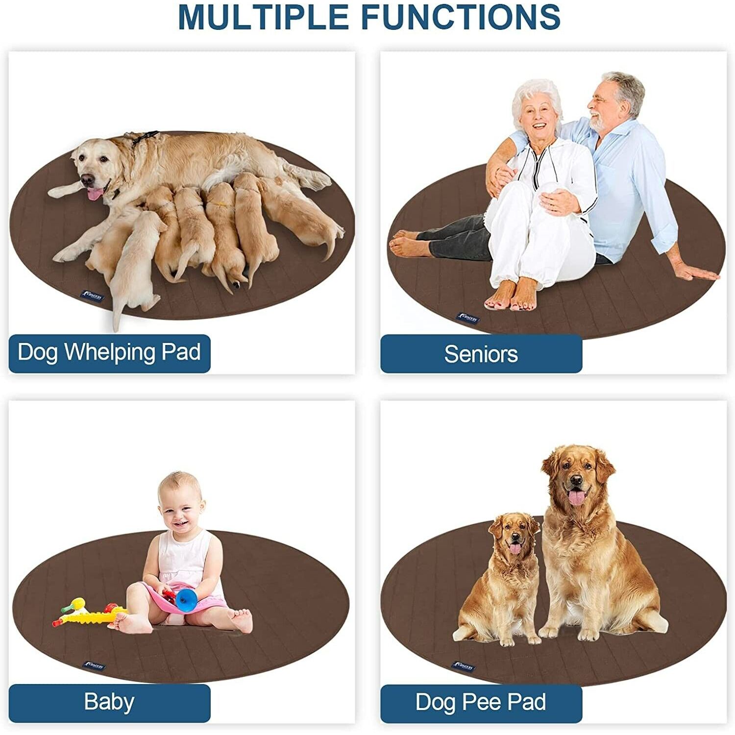 Dog Pee Pads Washable Reusable Waterproof Pet Training Puppy Pads 2 Pack 36"×36"