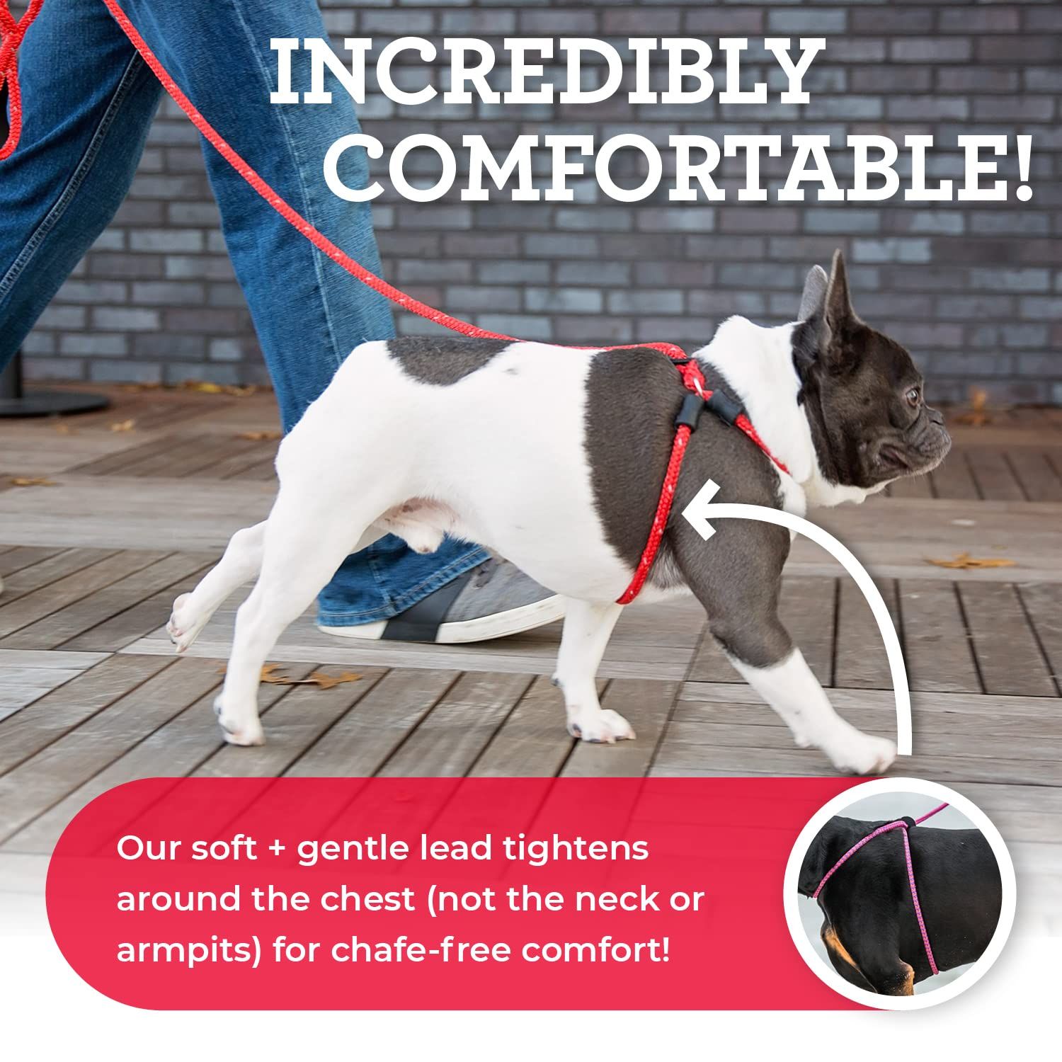 Harness Lead No Pull Dog Harness and Leash Set, Anti Pull Dog Harness for All Breeds and Sizes, One-Piece Cushioned Rope Design Safely Prevents Escaping and Pulling (Medium/Large, Black/Reflective)
