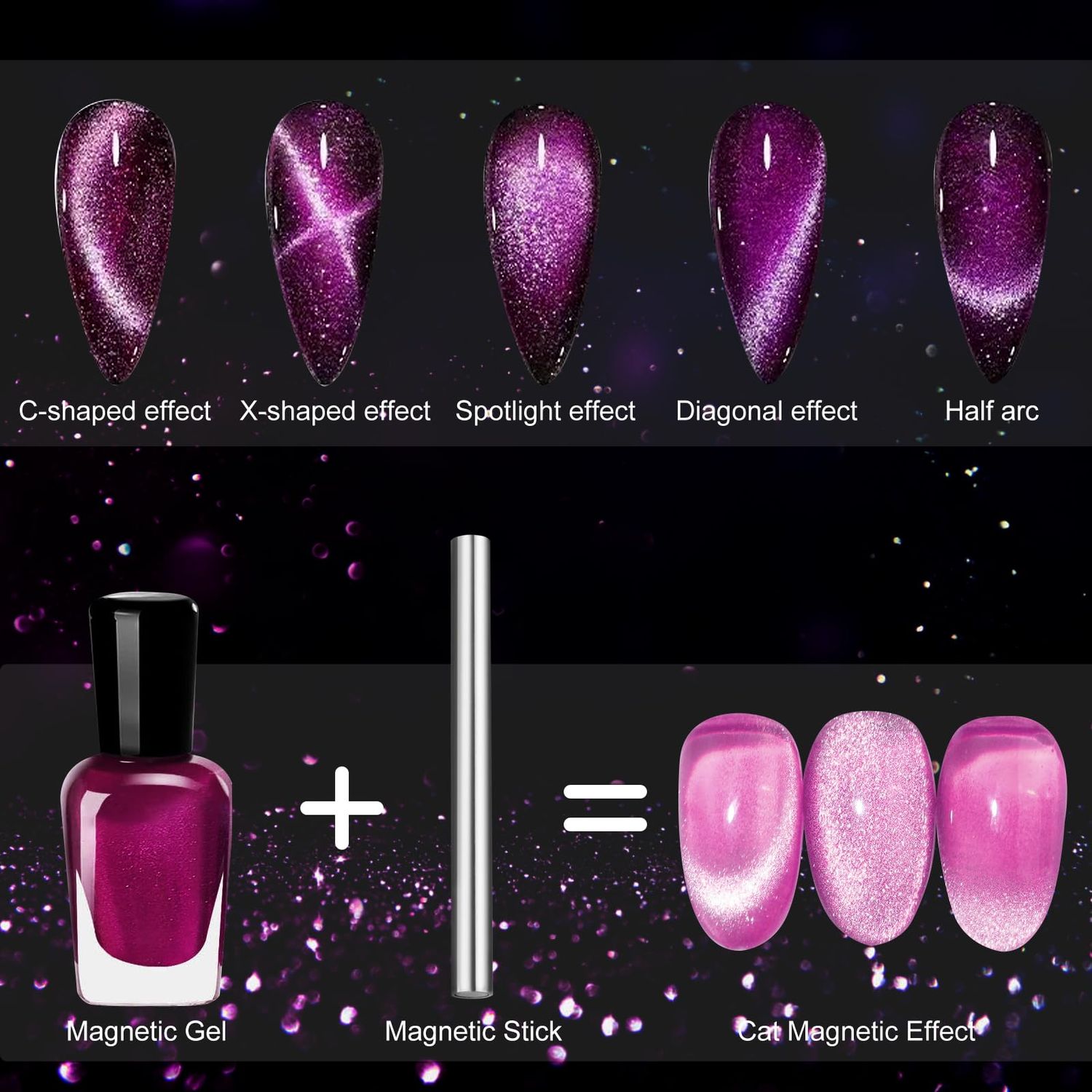 vnjaoi Nail Magnet Tool,Super Long Double-head Nail Magnet Pens Magnet Stick 3D Magnetic Cat Eye Gel Polish Nail Art, for DIY 3d Magnetic, Salon, Studio or Home