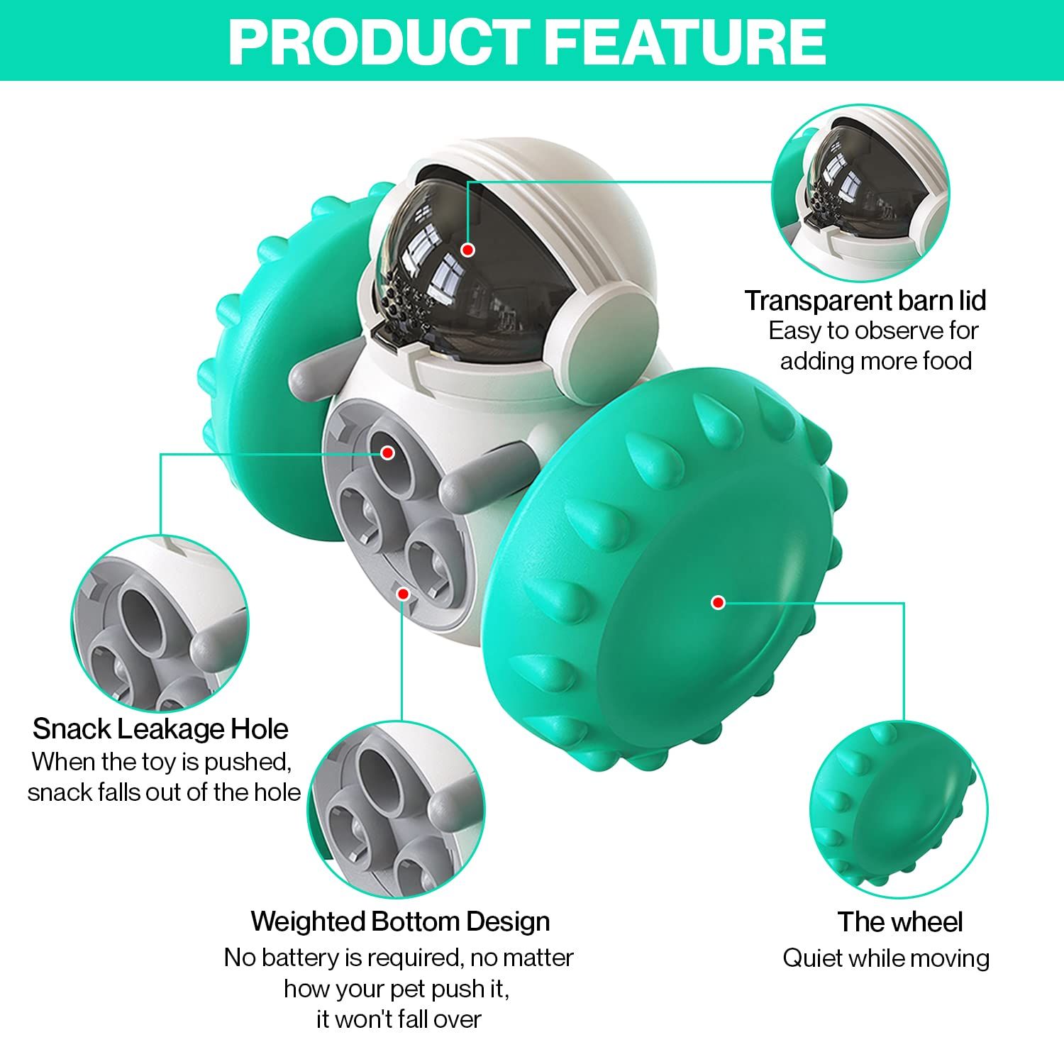Dog Toy Dispenser - Doggy Treat Dispensing Chase Toys for Mind & Health Improvement - Pet Interactive Food Puzzle Toy for Medium Small Dogs - IQ Training Slow Feeder Toy for Dog & Cats