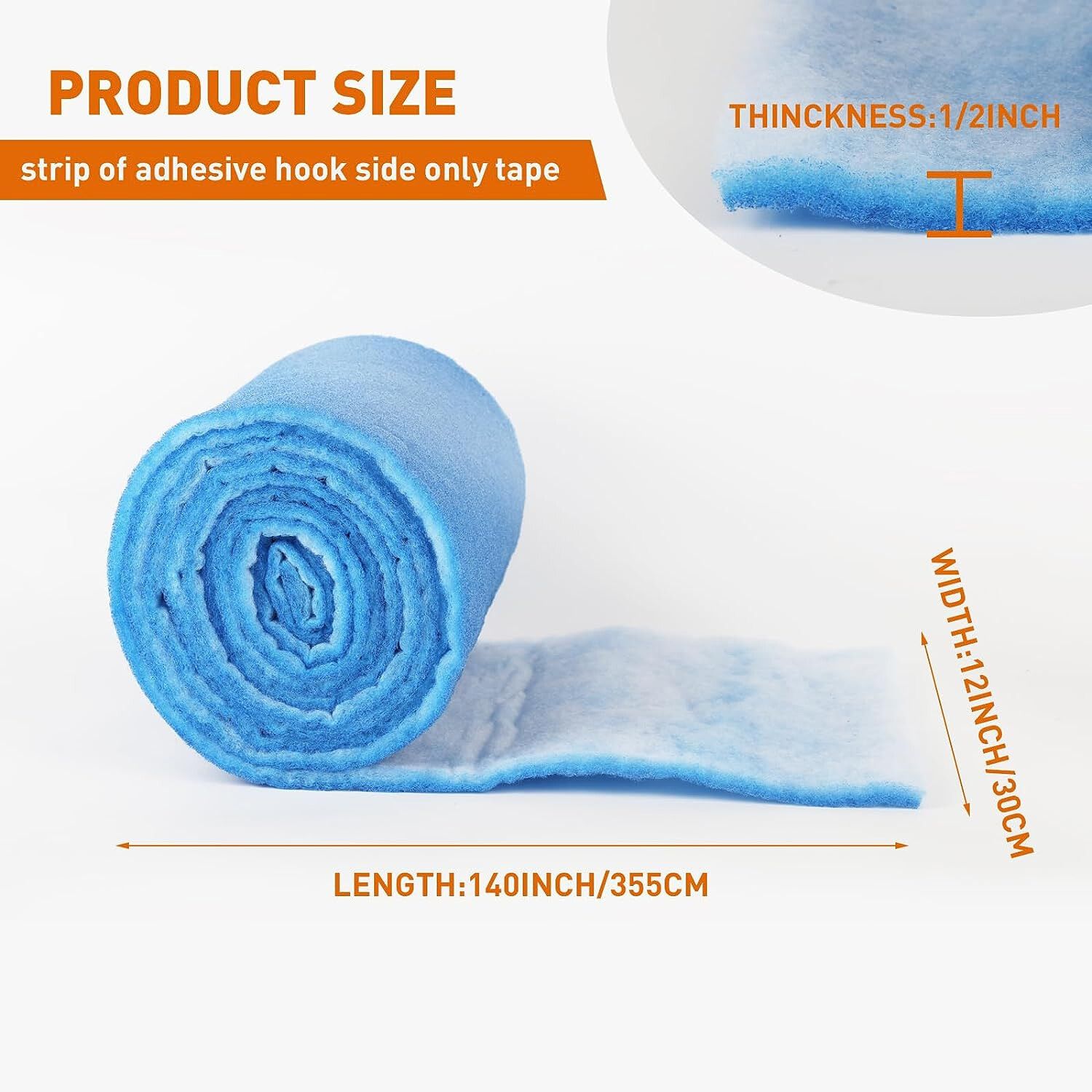 23-ft Blue White Bonded Aquarium Media Pad 12" Wide Fiber Floss Filter Material