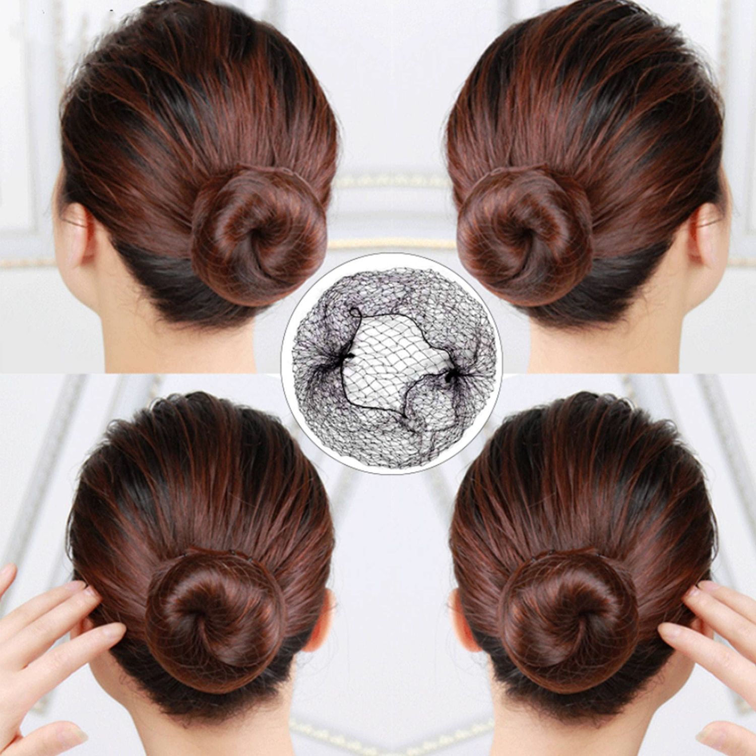 Ecojunmi Invisible Hair Nets for Long Hair, 100 Pcs 18-46 inch Black Elastic Mesh Women Hairnets Wig Cap for Wigs Frontal Closur Hair Bun Sleeping Food Service (24 inches)