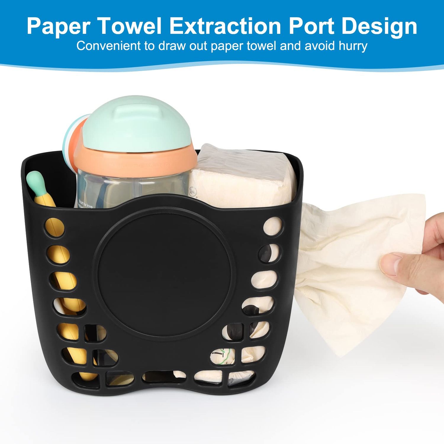 Accmor Universal Stroller Organizer Basket, Clip On Stroller Cup Holder Organizer Tray, Stroller Organizer Basket Accessory Fits for Uppababy, Nuna Doona, Baby Jogger, Britax, Pet Strollers