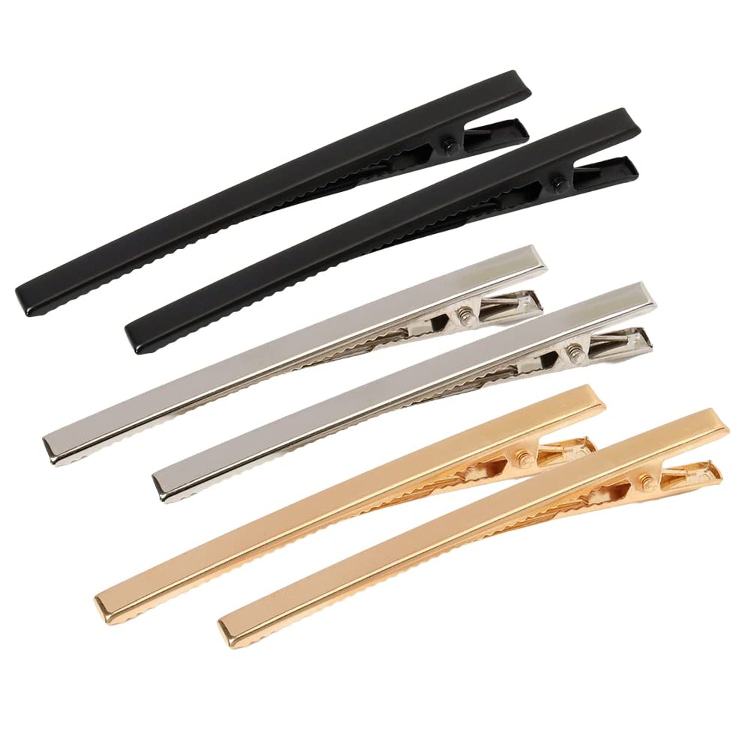 Hair Clips, Pack of 18Pcs 3.15" Metal Solid Color Alligator Hair Clips,Matte Metal Long and Skinny Hair Clips for Styling, Hair Barrettes for Women and Girls (Black /Silver/ Gold)