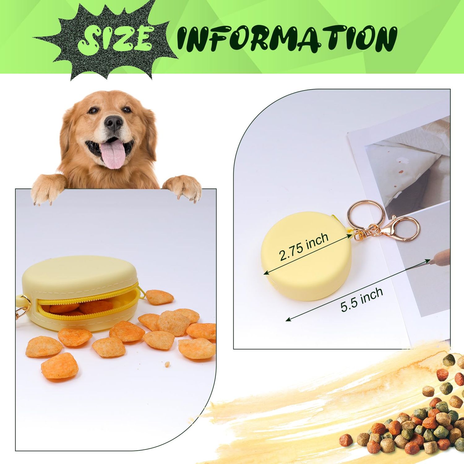 MANOPAWS 4PCS Silicone Dog Treat Pouch Small Bag, Pocket-Sized Pet Training Treat Bag,Zipper Design,Unscented, Reusable, Travel Walking Bag, Portable Training Bag