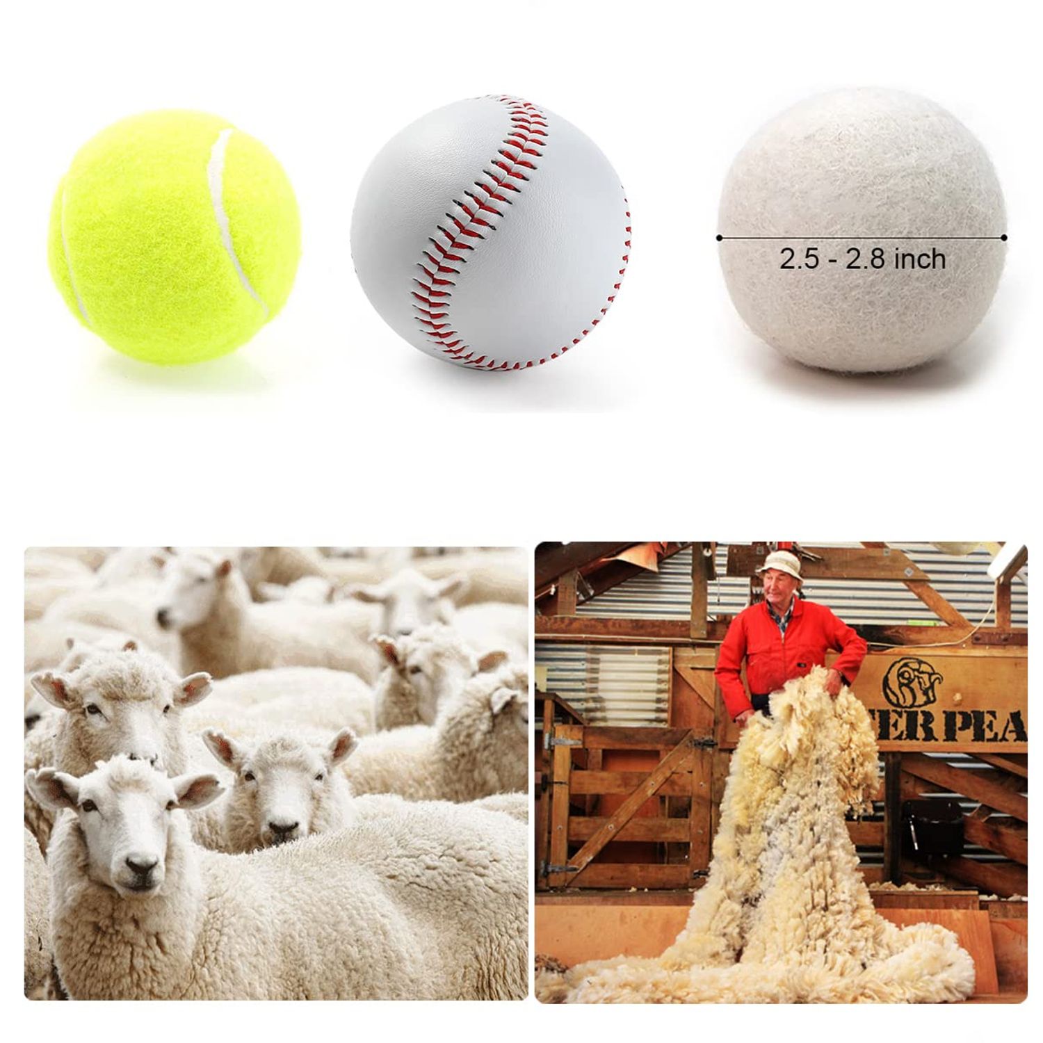 Bienstylife Wool Dryer Balls for Pet Hair Remover Organic Reusable Laundry Dryer Balls Pre-Wash Lint Remover for Dog/Cat Pet Hair Shaver for Laundry Hair Catcher for Washing Machine