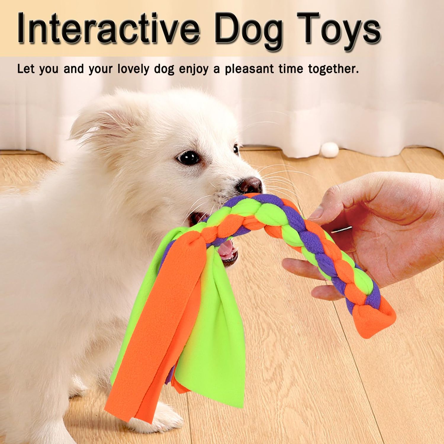 SYOOY 2 Pack Dog Fleece Rope Toy Dog Flirt Pole Replacement Toys to Chase and Tug Interactive Dog Toys with Chewing Rope Pet Braided Rope Tether Lure Toy to Outdoor Exercising Training