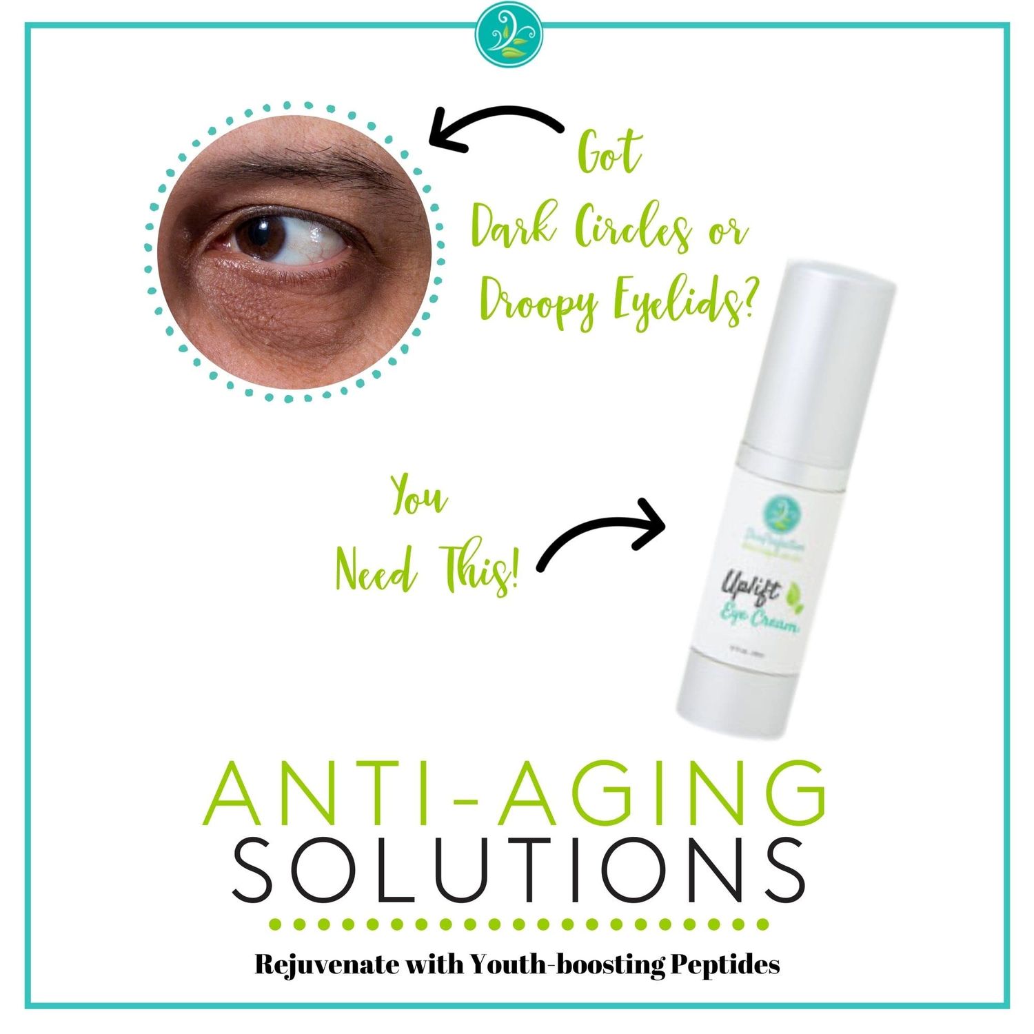 Revitalize Your Eyes: Uplift Anti-Aging Eye Cream for Dark Circles, Wrinkles & Puffiness Peptide Complex Haloxyl Lift Tighten Droopy Lids Argireline Matrixyl Pepha Tight .5 oz