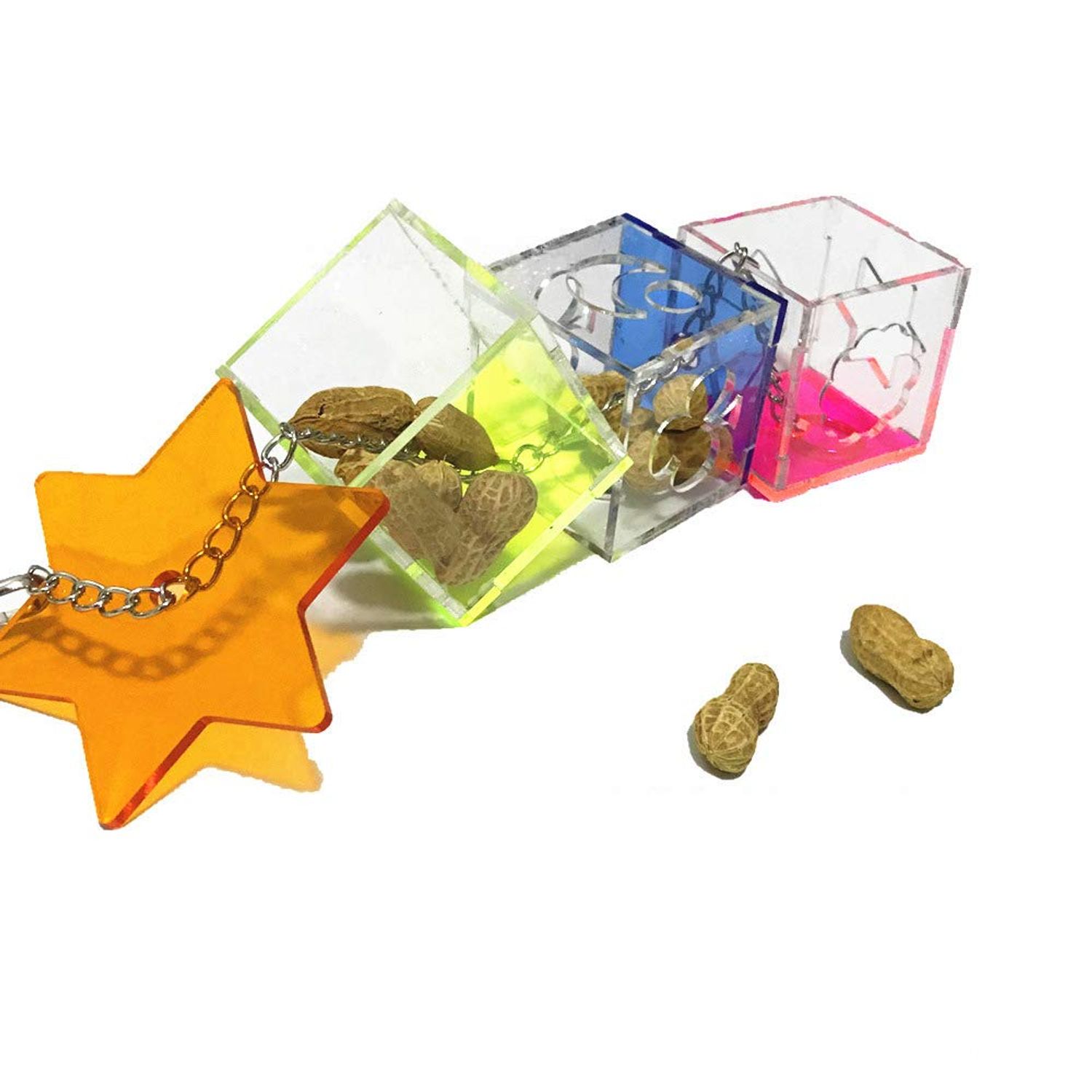 OFLAO Bird Foraging Toys,Creative Parrot Feeder Box,Hanging Treat Foraging Toy for Anchovies,Parakeets,Cockatiel,Conure,Mynah,Macow