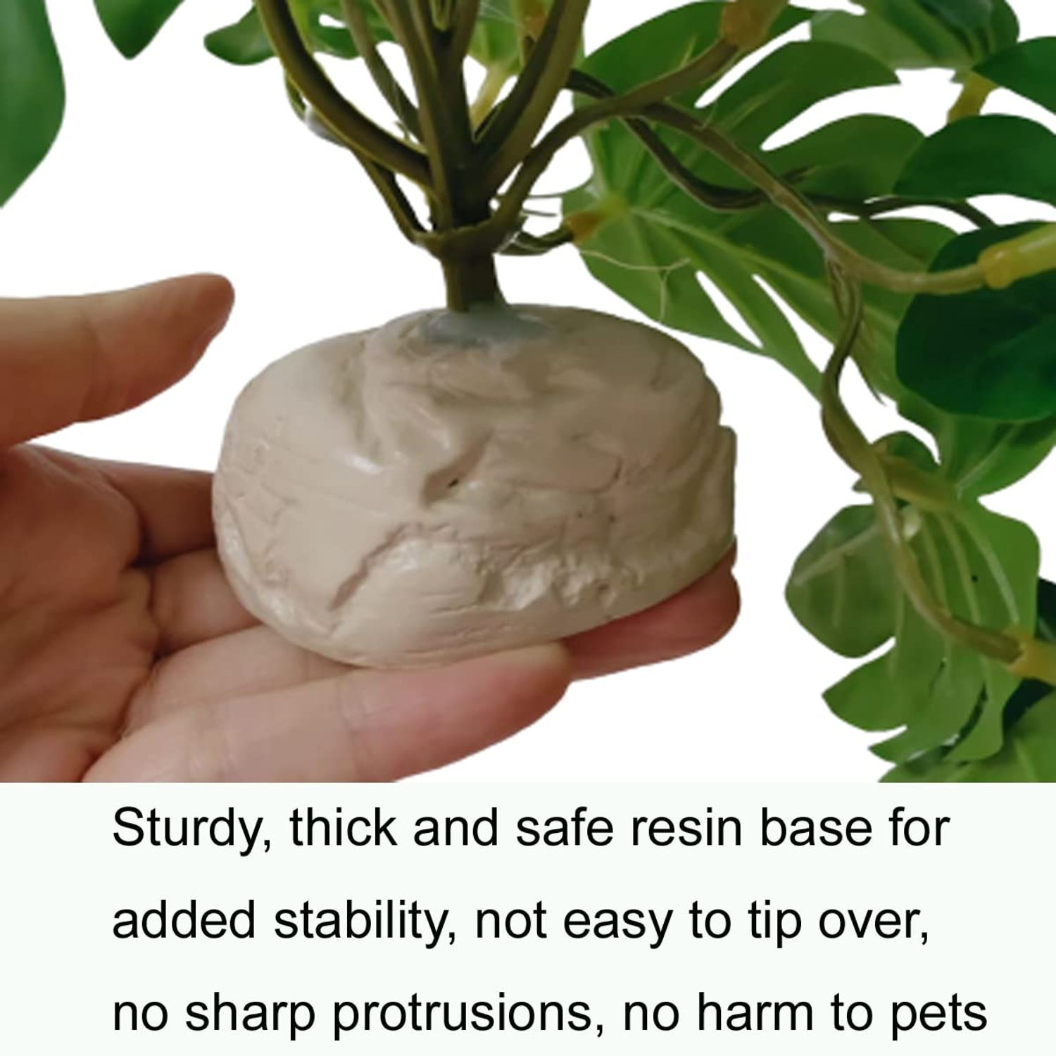KERUIDENG Reptile Plants for Terrarium Decor,Amphibian Habitat Decor,Artificial Plants for Gecko Chameleon Snake Tortoise Tank Accessories with Base (Monstera deliciosa)