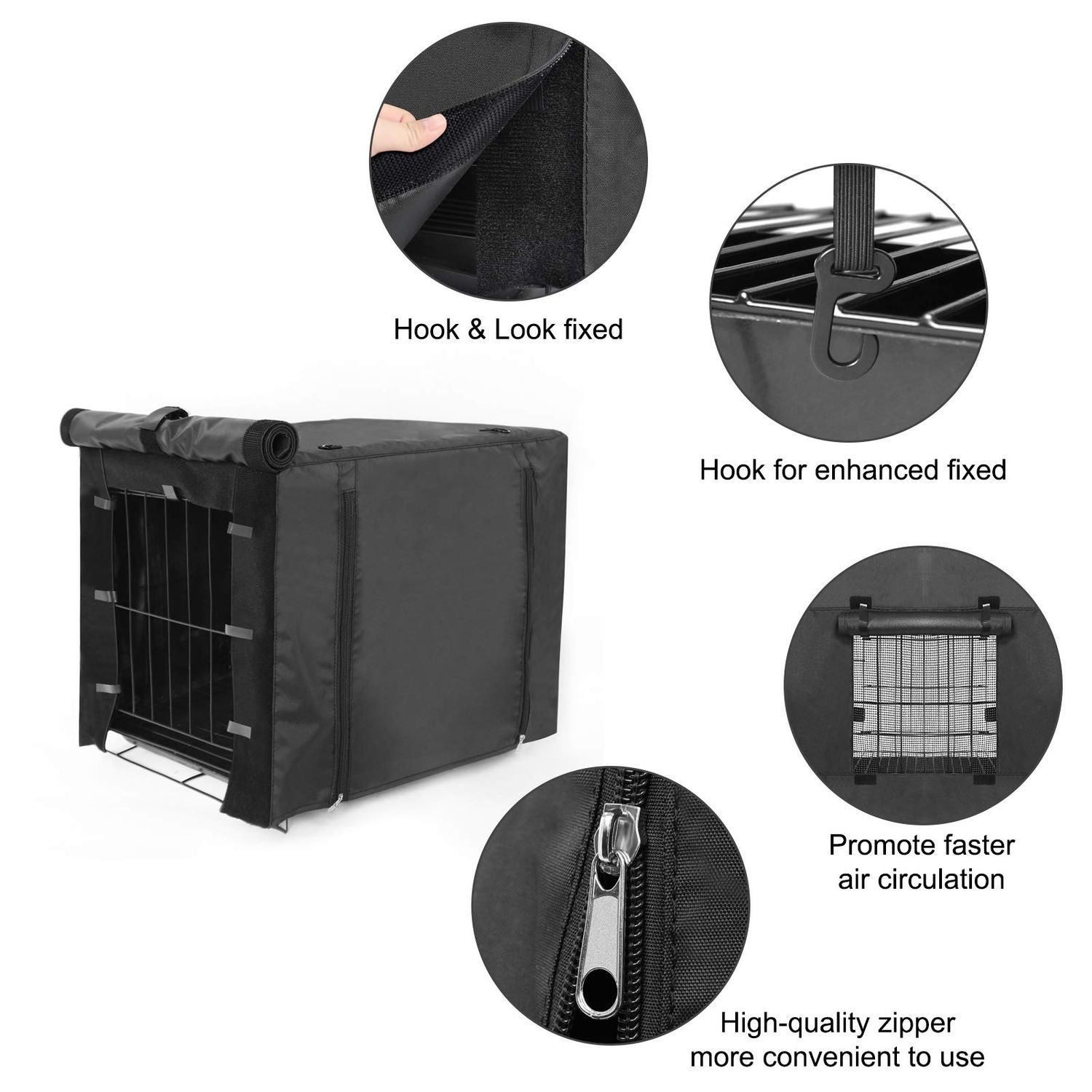 Durable Dog Crate Cover Double Door for Large pet Cover Kennel Covers Universal Fit for 36 inches Wire Dog Crate (36 Inch (36" L x 23" W x 25" H))-Black