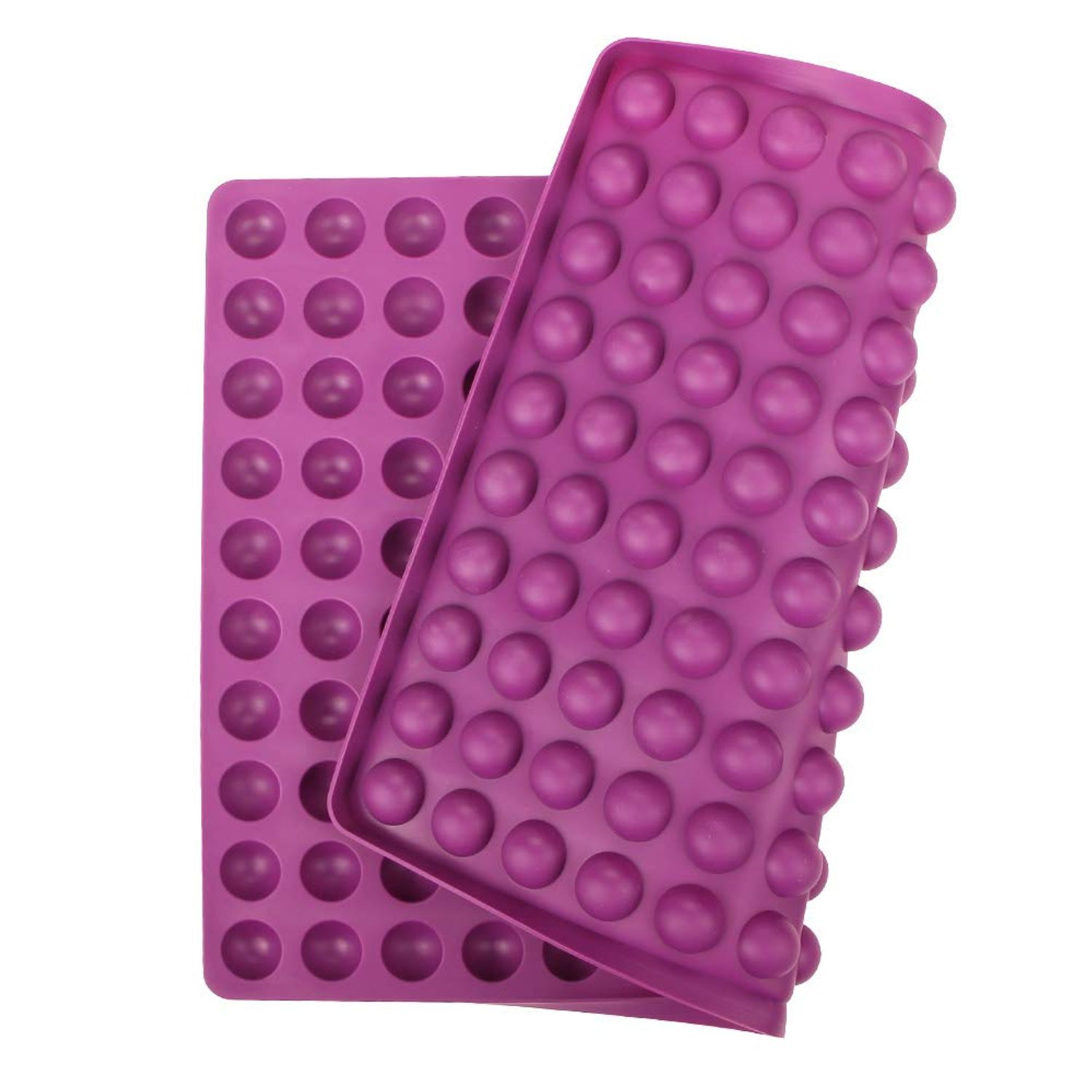 Webake Mini Round Silicone Molds, Semi Sphere Gummy Candy Molds, Baking Mat Cooking Sheet For Pets, Dog Treat Pan, Baking Mold Small Dot Cake Decoration, 140 Cavity (Purple-0.8 Inch)