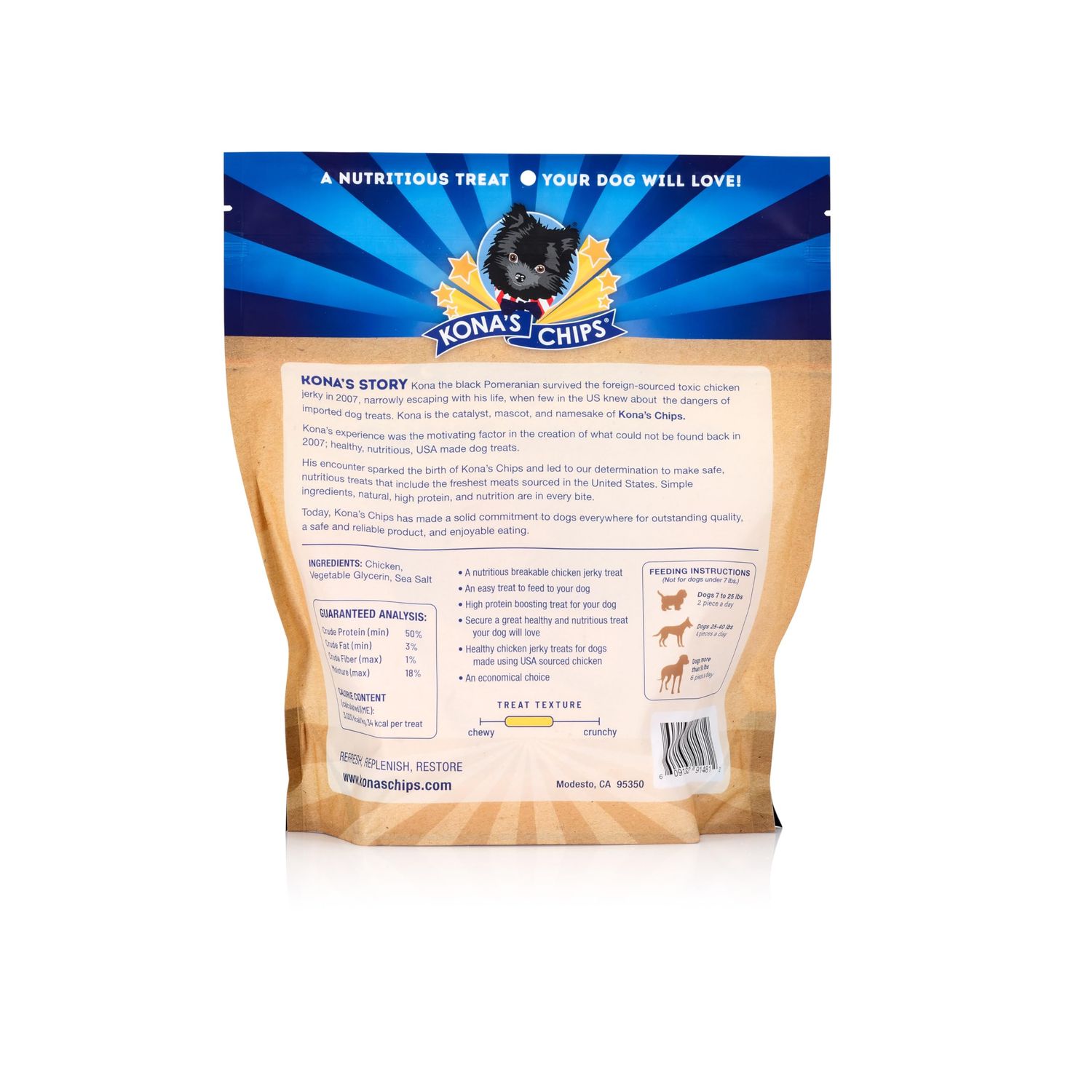 KONA'S CHIPS Chicken Thins; Chicken Jerky Dog Treats, Made in The USA only