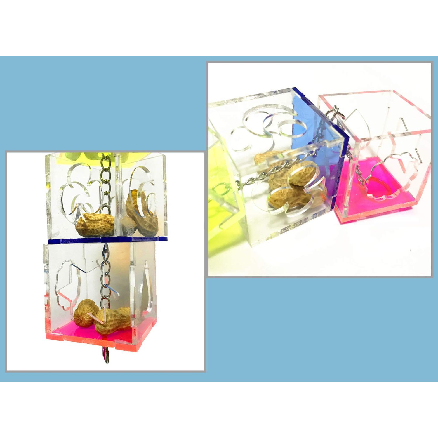 OFLAO Bird Foraging Toys,Creative Parrot Feeder Box,Hanging Treat Foraging Toy for Anchovies,Parakeets,Cockatiel,Conure,Mynah,Macow