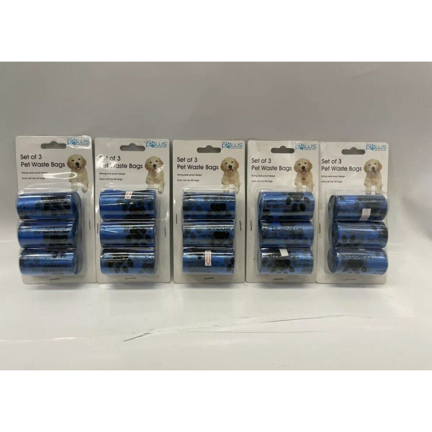 300 Dog Poop Bags for Pet Waste, Clean Up Refills on a Roll Blue Paws Blue Bags