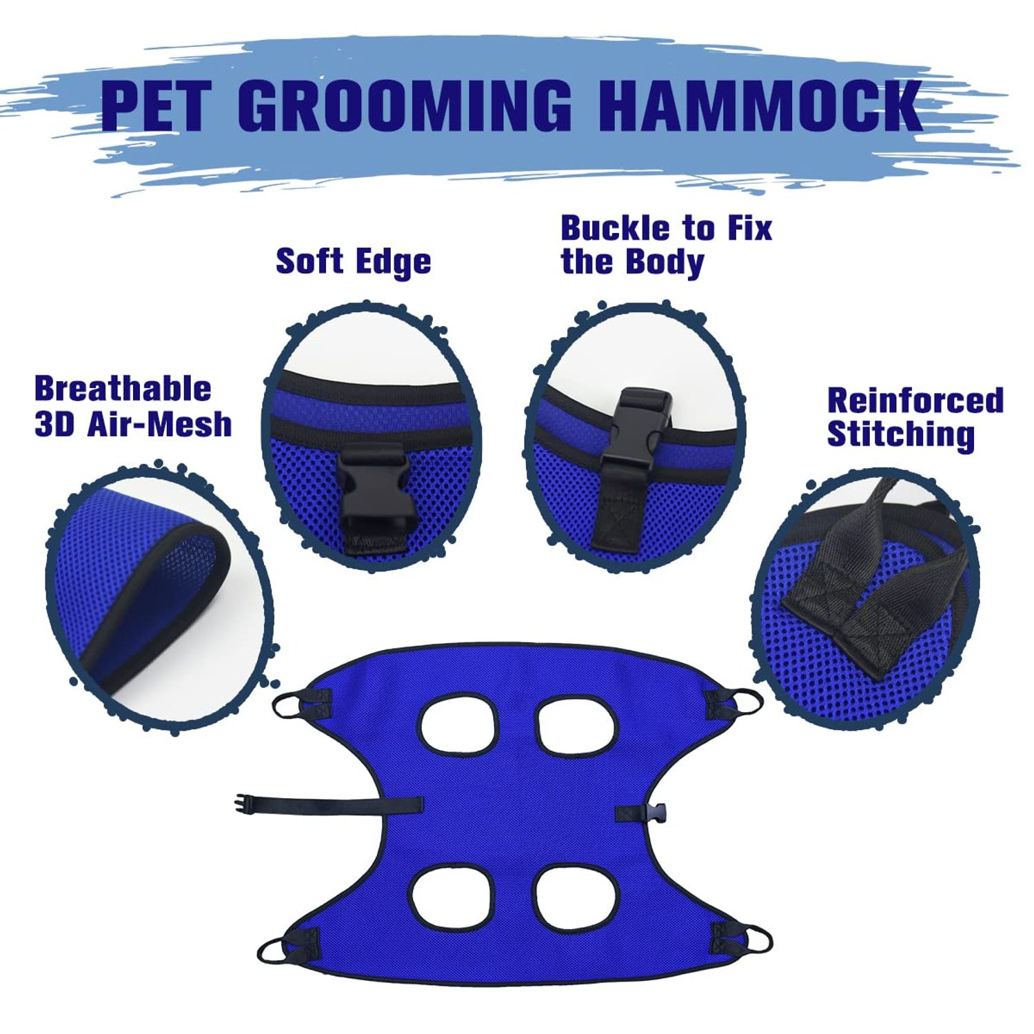 VBUY Dog Grooming Hammock Grooming Harness for Small Dogs Pet Grooming Hammock with Nail Clippers/Nail File/Comb Breathable Dog Nail Harness Hanging for Nail Trimming,Ear,Eye Care Home Grooming Set