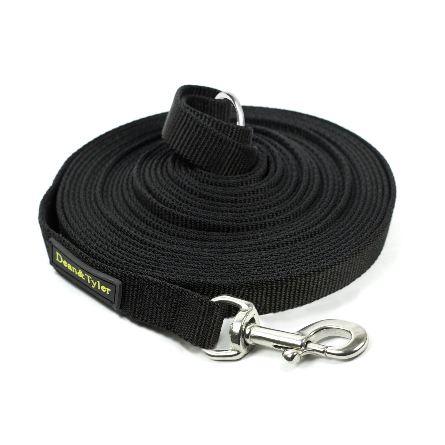 Dean & Tyler Track Single Ply Black Nylon 10-Feet by 3/4-Inch Dog Leash with a Ring on Handle and Stainless Steel Snap Hook