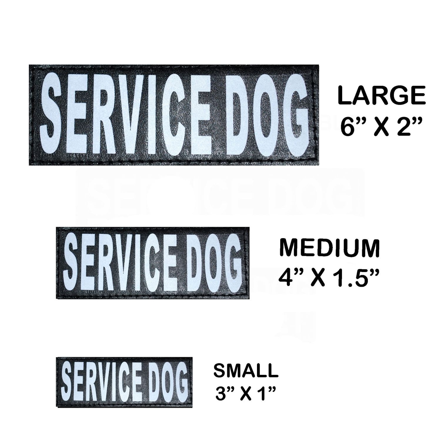 Doggie Stylz Set of 2 Reflective Service Dog Reflective Removable Patches with Hook Backing for Working Dog Harnesses & Vests. 3 Sizes Small, Medium and Large (Small 3"x1")