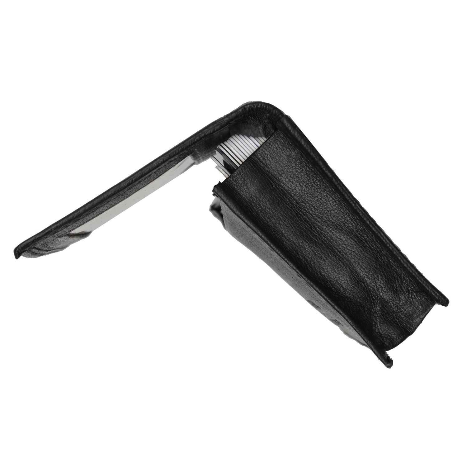 Genuine Leather Expandable Credit Card Outside Id Business Card Holder Wallet 070BK