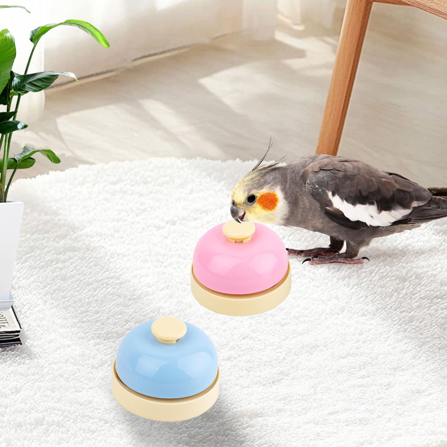 FlidRunest Bird Bell Toys, 2 Pack Parrot Training Bell, Bird Tell Bell, Pet Training Bell Toy, Bird Stainless Steel Bell for Parrots, Parakeets, Conures, Cockatiels, Dogs