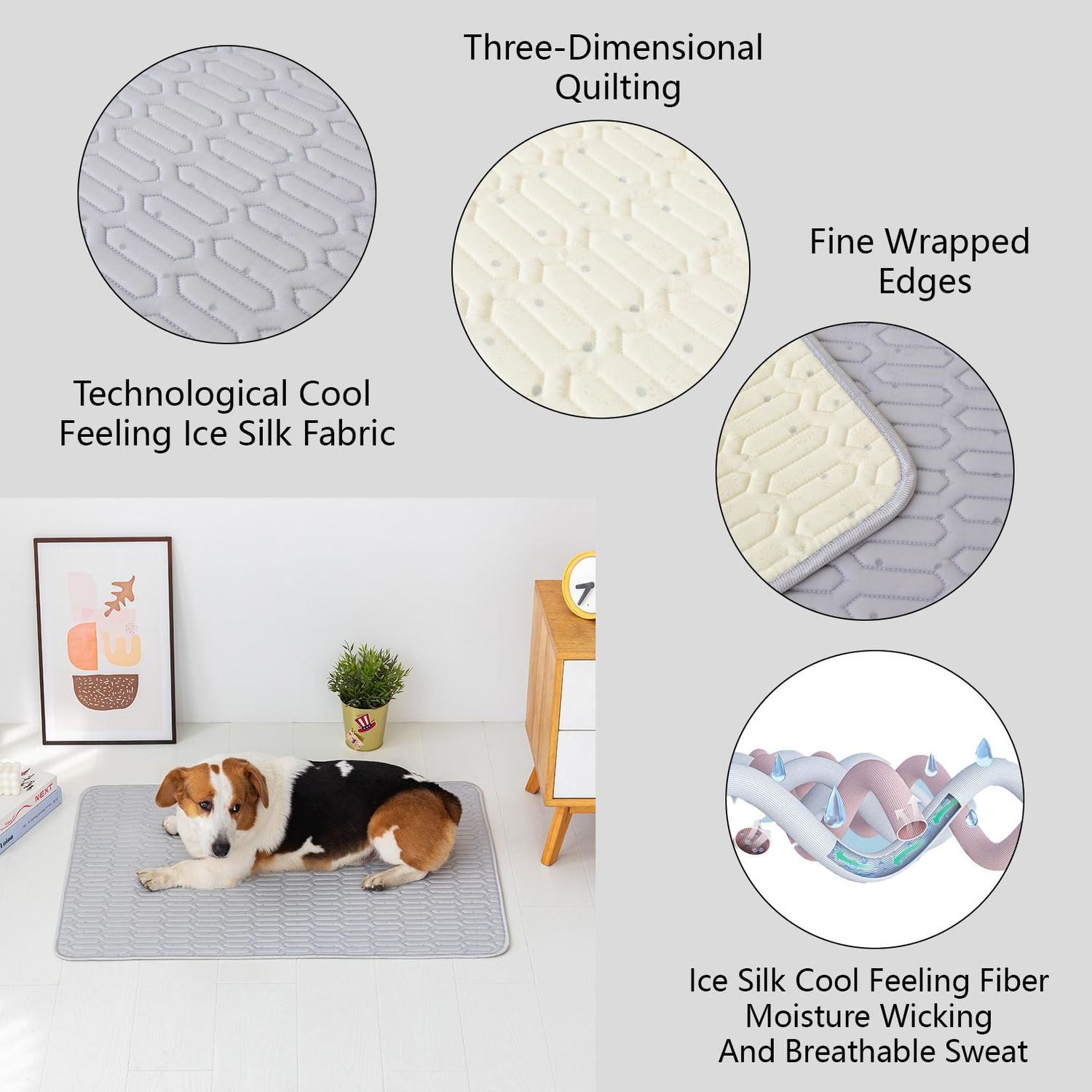 HEJAKAR Dog Cooling Mat - Self-Cooling Blanket for Pets,Breathable,Lightweight,Portable,Ideal for Hot Summer Days and Travel,28x40 Inch,Light Gray