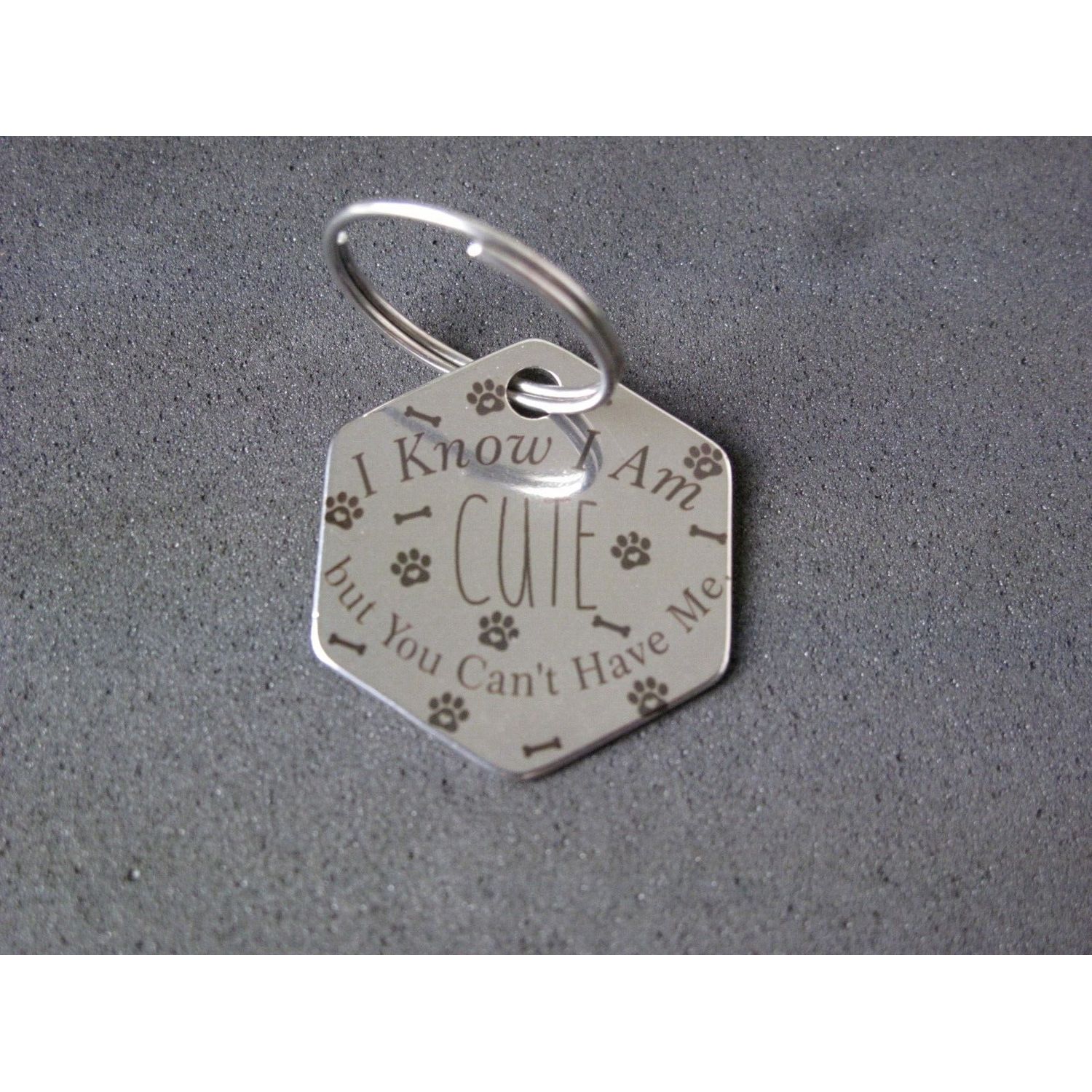 Stainless Steel Pet ID Tags Dog Tags, I Know I am Cute Front Personalize Back...
