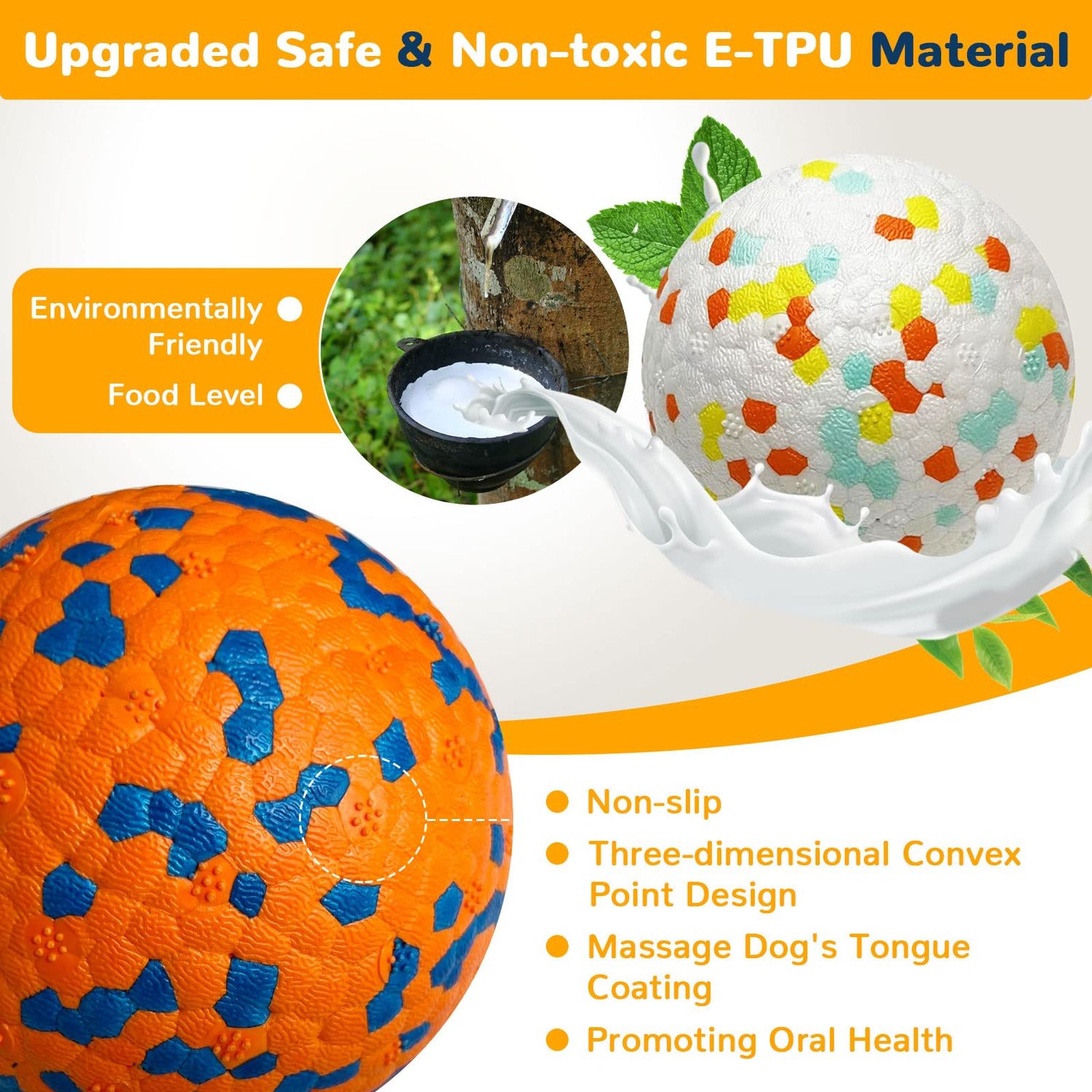 Petcare 2 Pack Dog Toy Balls Upgraded Indestructible Dog Tennis Ball Aggressive Chewers Dog Toys for Medium Large Dogs Interactive Durable Bouncy Dog Chew Balls Water Toy Fetch Balls Rottweiler