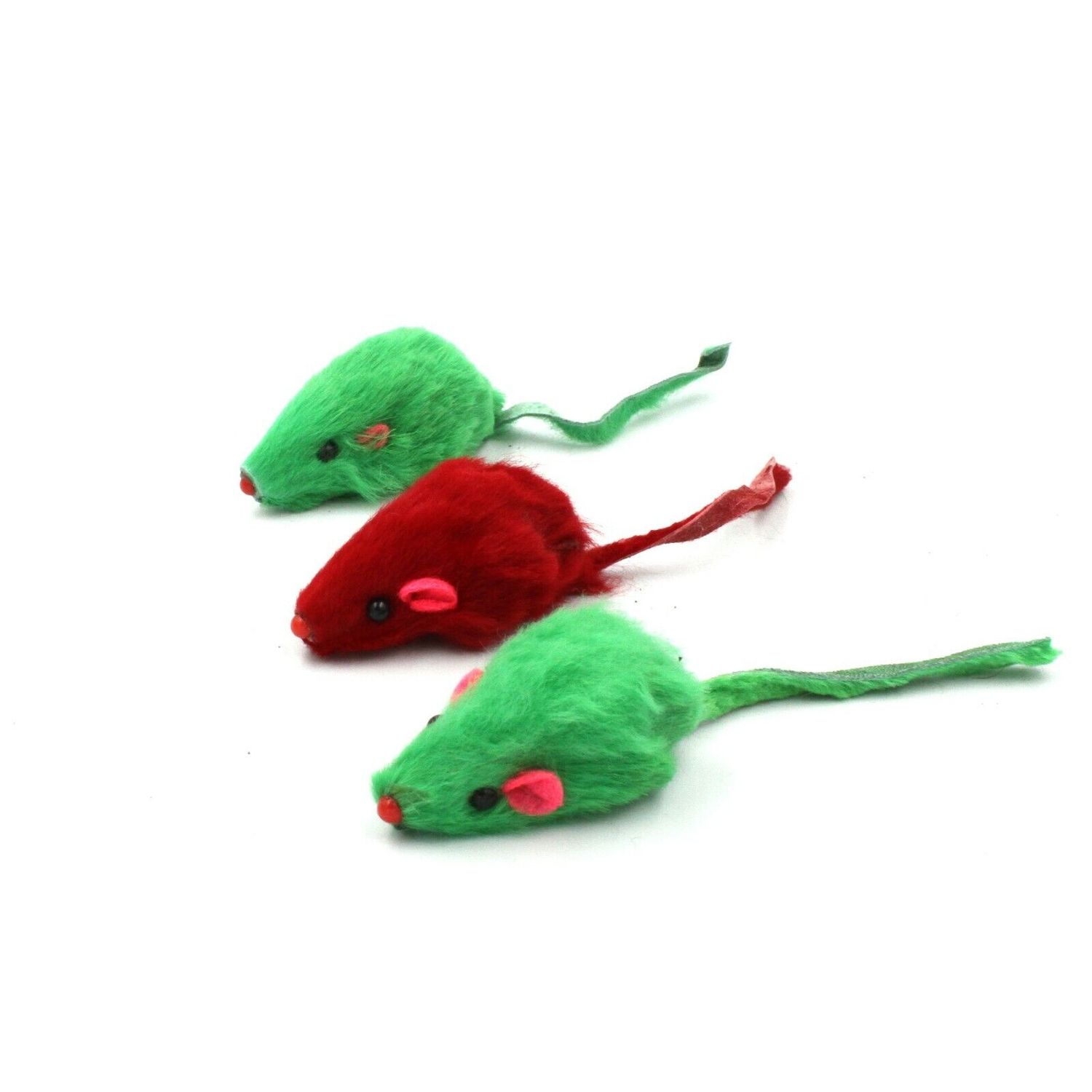 20 Christmas Holiday Mice Catnip & Rattle Sound Made of Real Rabbit Fur Cat Toy