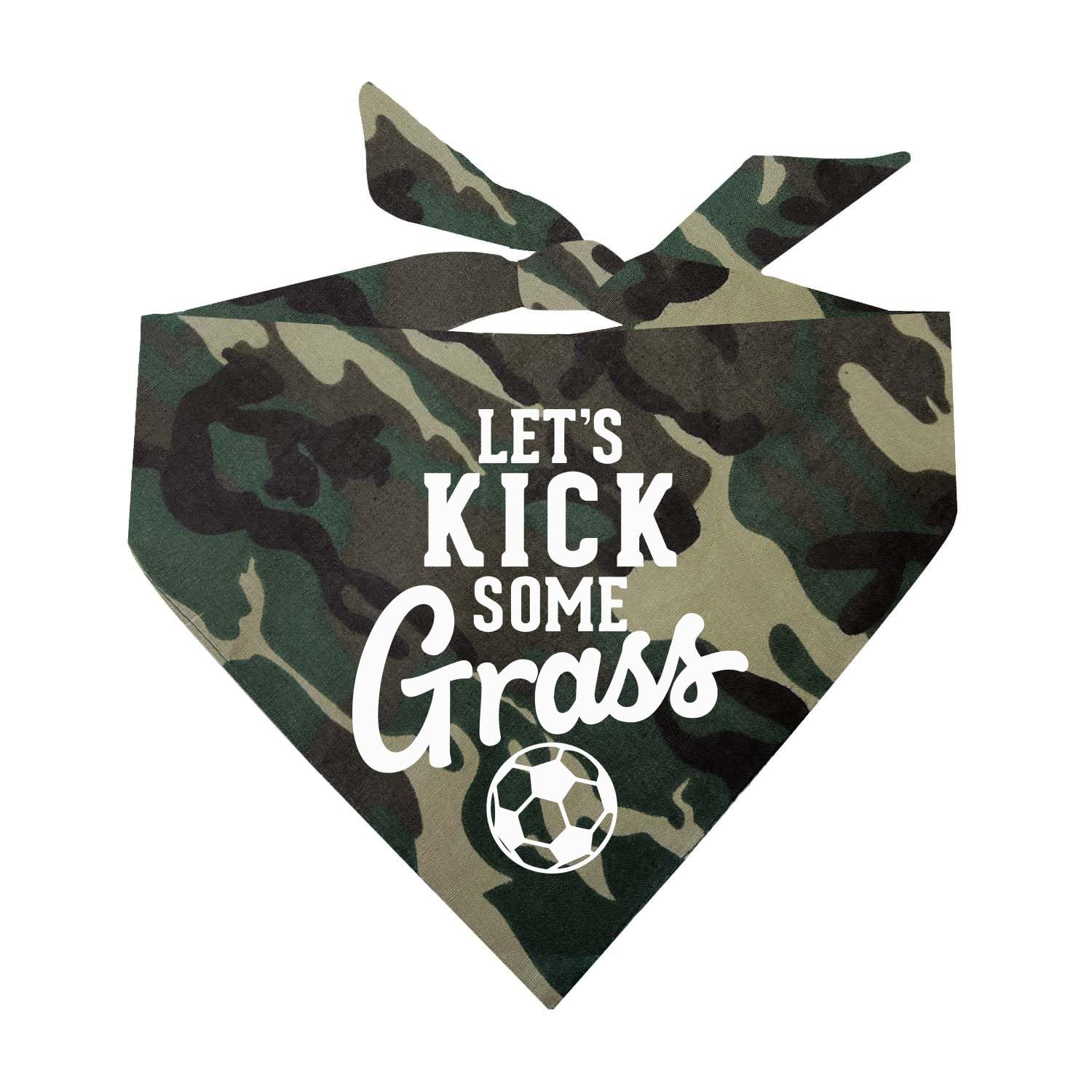 Let's Kick Some Grass Soccer Dog Bandana (Camo, OS 1077)