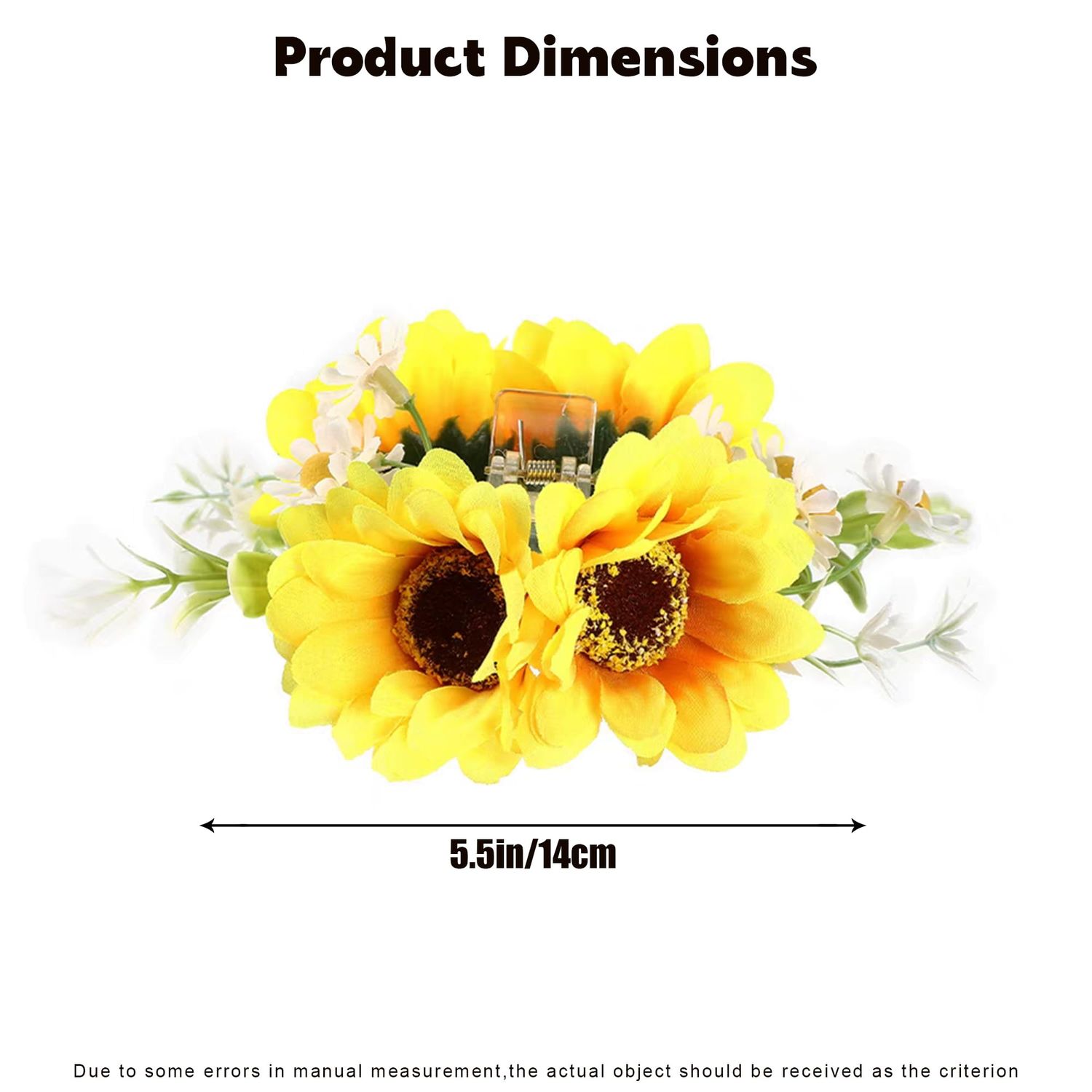 Sunflower Hair Claw Clip, Floral Hair Accessory for Women and Girls, Yellow Flower Hair Clip Cute Sunflower Barrette for Girls, Big Flower Claw Clip Stylish Daisy Hair Accessory for Women and Girls