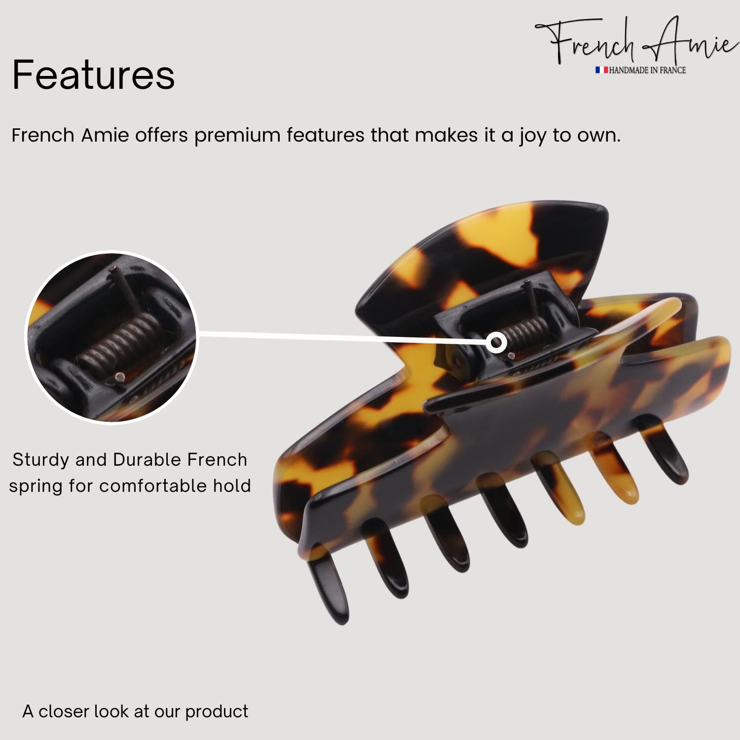 French Amie Chic Handmade Celluloid Small Jaw Hair Claw Clip Clamp Clutcher Women Hair Accessories, Made in France (Tokyo)