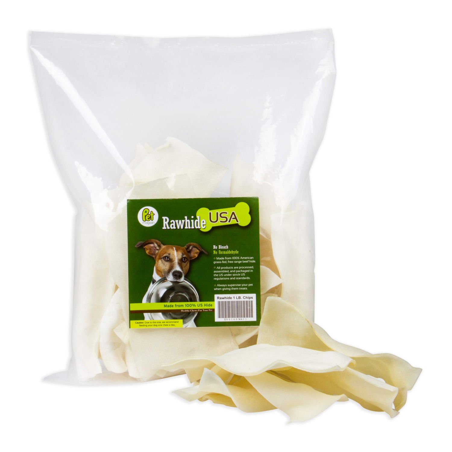 PET MAGASIN Natural Rawhide Chips – Premium Long-Lasting Dog Treats with Thick Cut Beef Hides, Processed Without Additives Or Chemicals