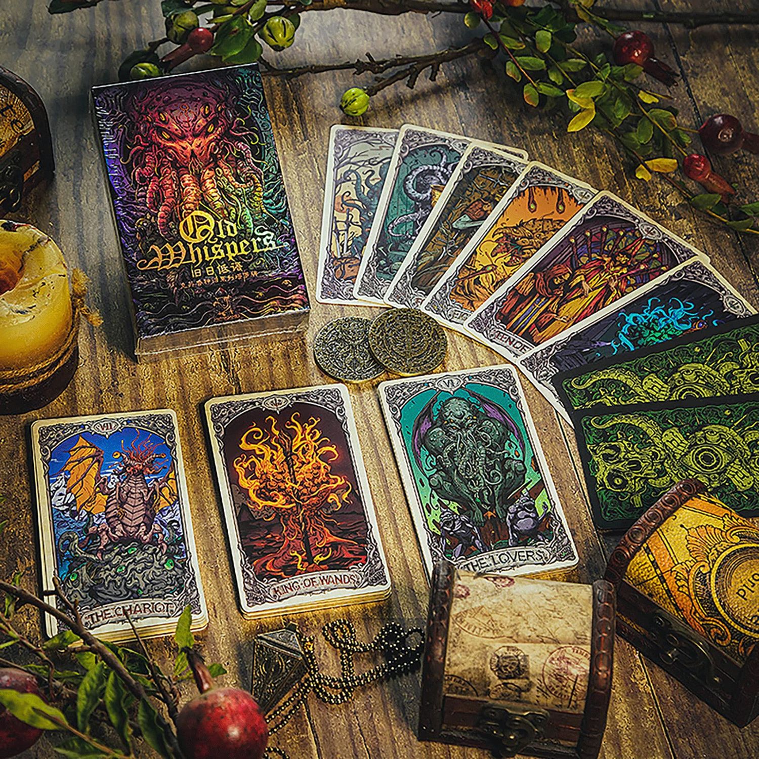 Cthulhu Octopus Mystery Game Mythical Fantasy Tarot Cards Collectible Divination Playing Cards Decks Magic Party Fortune Telling Cards Game Artwork(Dark Purple)