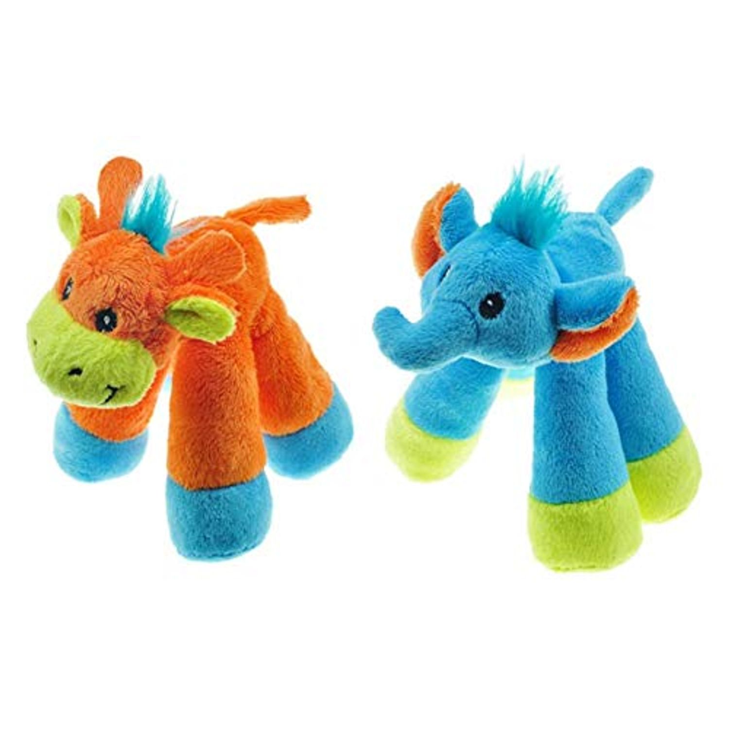 Dog Toys Mini Long Leg Safari Pals PlushSqueakers 6" Choose Elephant or Giraffe (Set of Both Toys)
