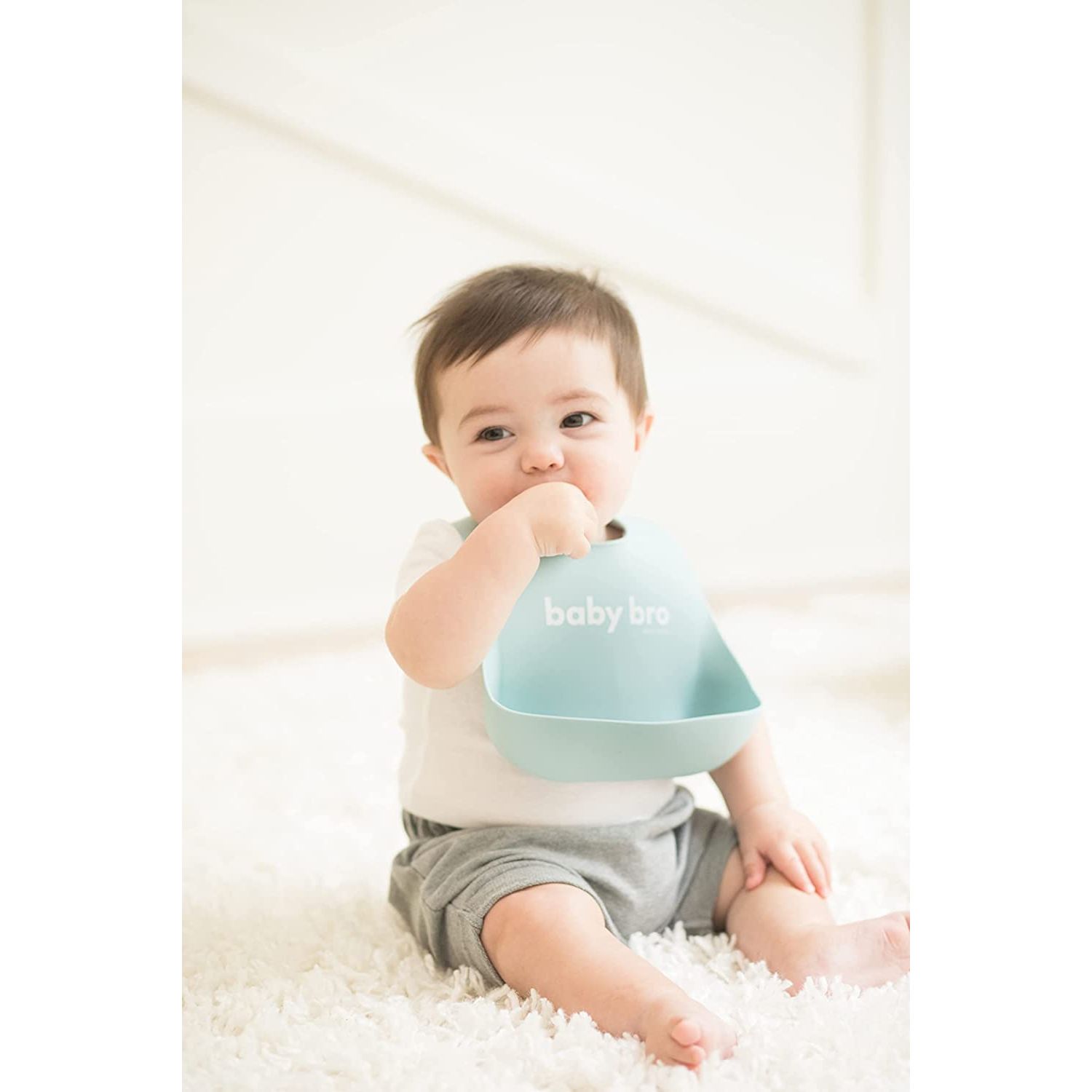 Bella Tunno Wonder Bib – Waterproof Silicone Bibs for Boys & Girls, Non-toxic & BPA Free Silicone Baby Bibs & Toddler Bibs with Adjustable Neck, Easy to Clean (Baby Bro)
