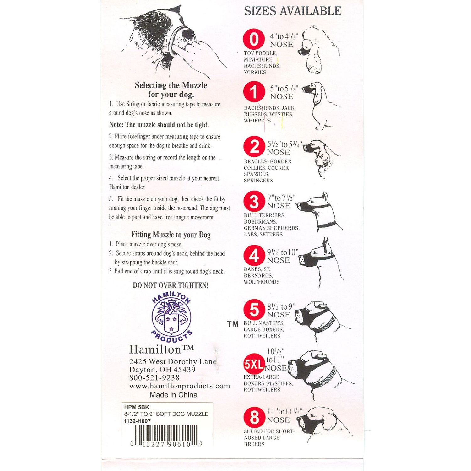 Hamilton Pet & Equine Hamilton H.P. Mugz Adjustable Quick Fit Nylon Soft Dog Muzzle, 4 to 4-1/2-Inch, Black