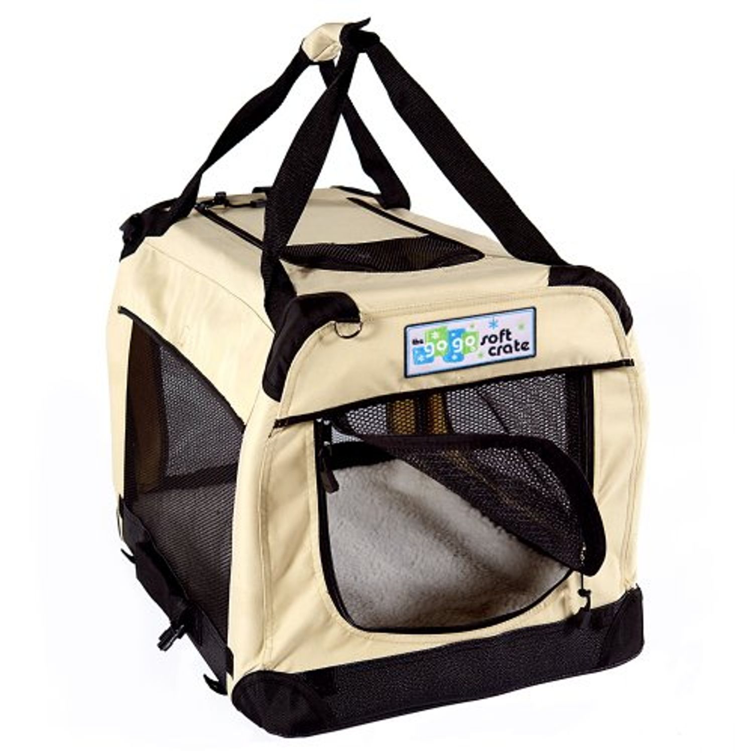 GoGo Pet 3-Door Soft Dog Crate, Large 40" L x 27" W x 27" H Black