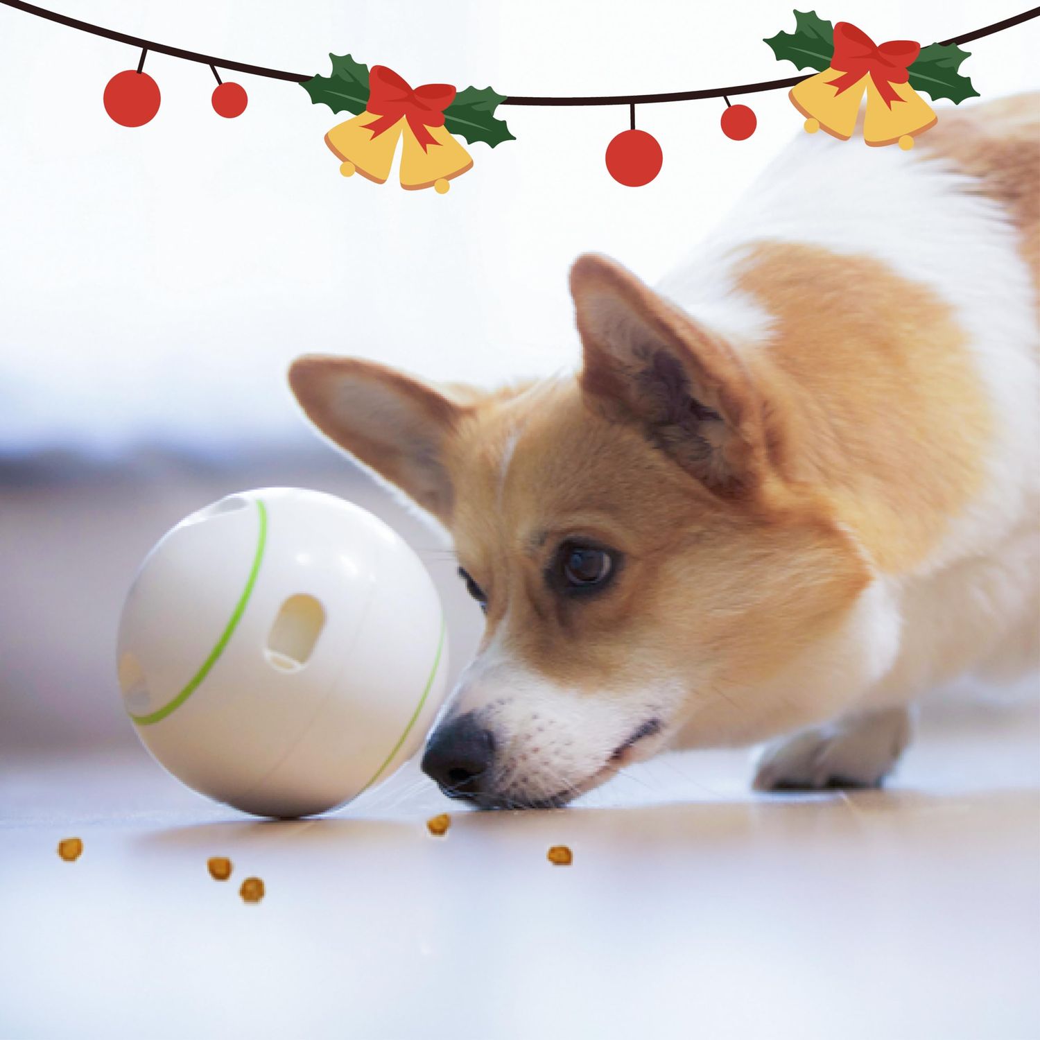 PETGEEK Automatic Treat Dispensing Dog Toys, Interactive Chase Dog Toys, Adjustable Dog Treat Puzzle Ball, Dog Enrichment Toys for Small and Medium Dogs