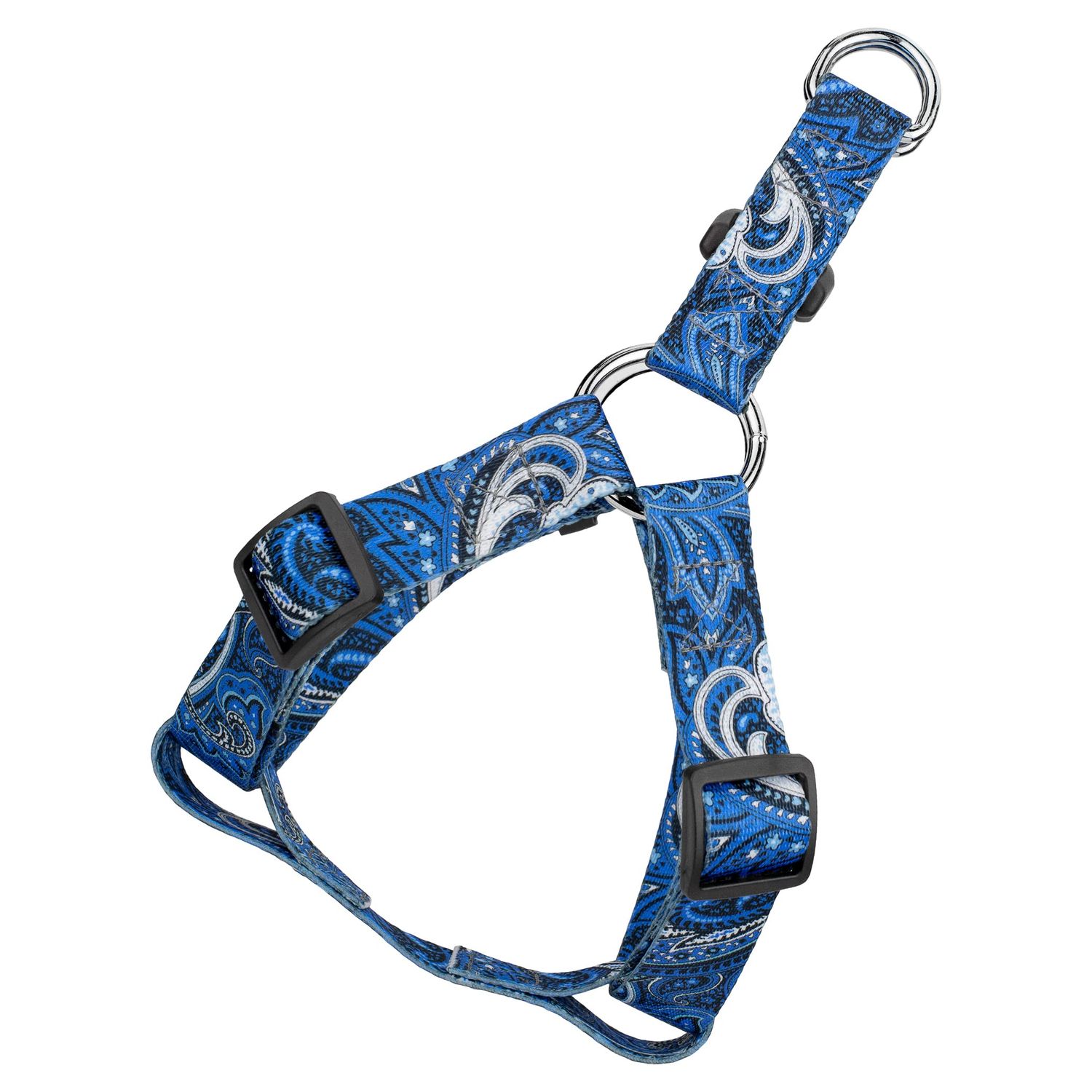 Country Brook Petz - Blue Paisley Step-in Dog Harness - Paisley Collection with 5 Classy Designs (5/8 Inch, Small)
