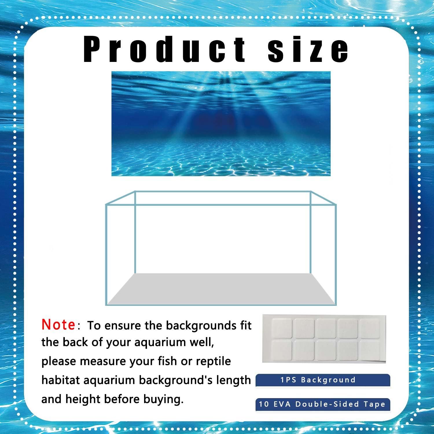 Dtekoj Natural Undersea Aquarium Background, Underwater Ocean Sunlight Fish Tank Background 48X18IN with 8 EVA Double-Sided Tape