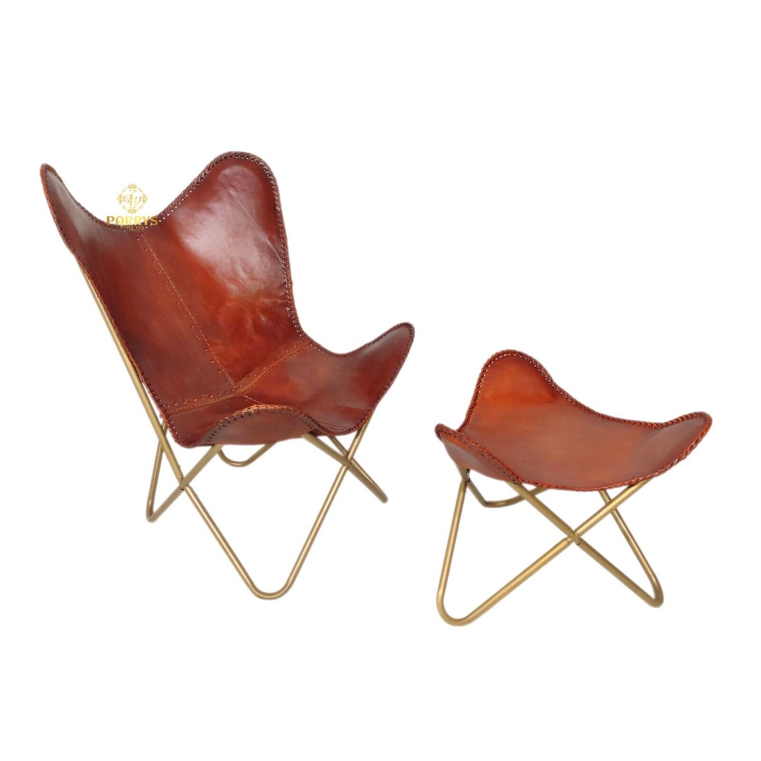 Home & Office Relaxing Leather Butterfly Chair With Ottoman (Footstool)