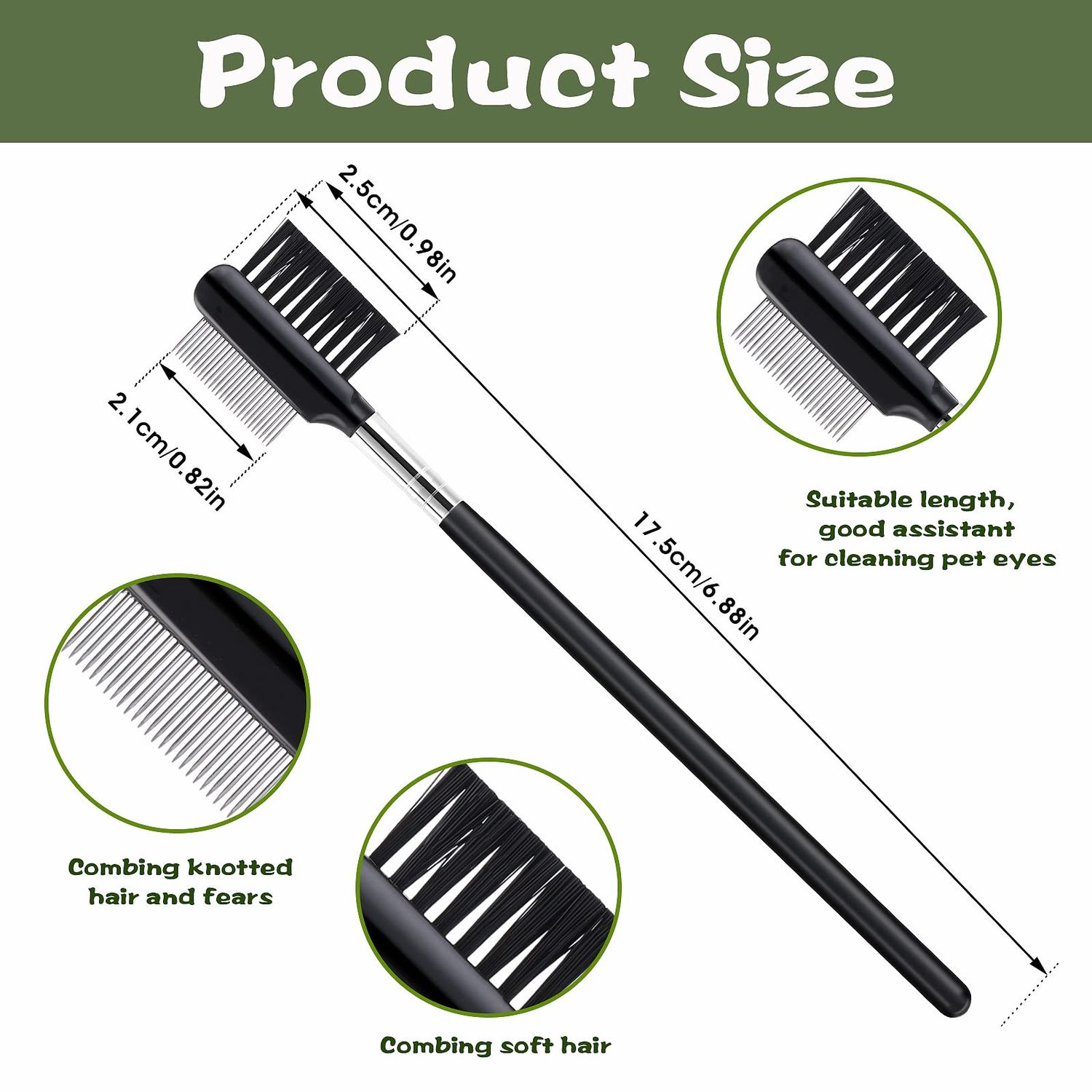 cobee Dog Eye Comb Tear Stain Remover Comb, 2 Pcs Double-Head Tear Stain Comb for Small Dogs, Metal Eye Booger Remover for Dogs, Puppy Cat Grooming Comb for Removing Crust Mucus and Flea
