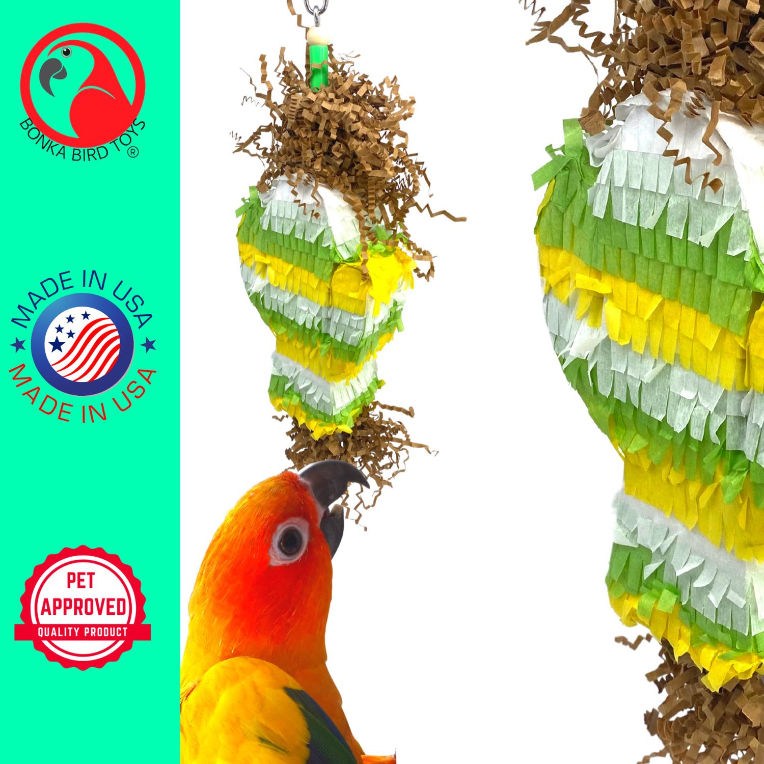 Bonka Bird Toys 3862 Cactus Piñata Small Bird Toy Cages Forage Chew Parakeet Pet