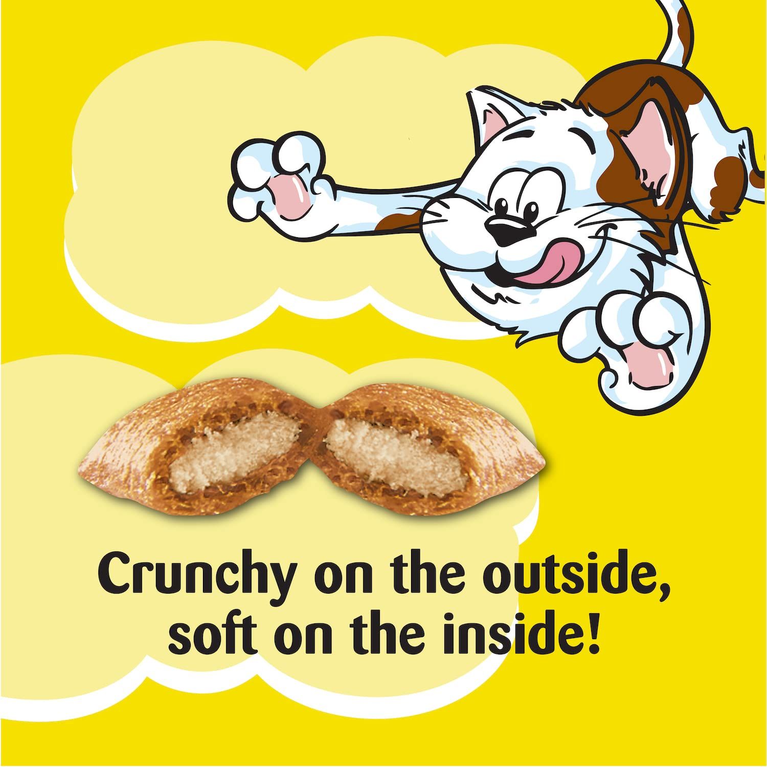 TEMPTATIONS Jumbo Stuff Crunchy and Soft Cat Treats, Savory Salmon Flavor, 14 oz. Tub